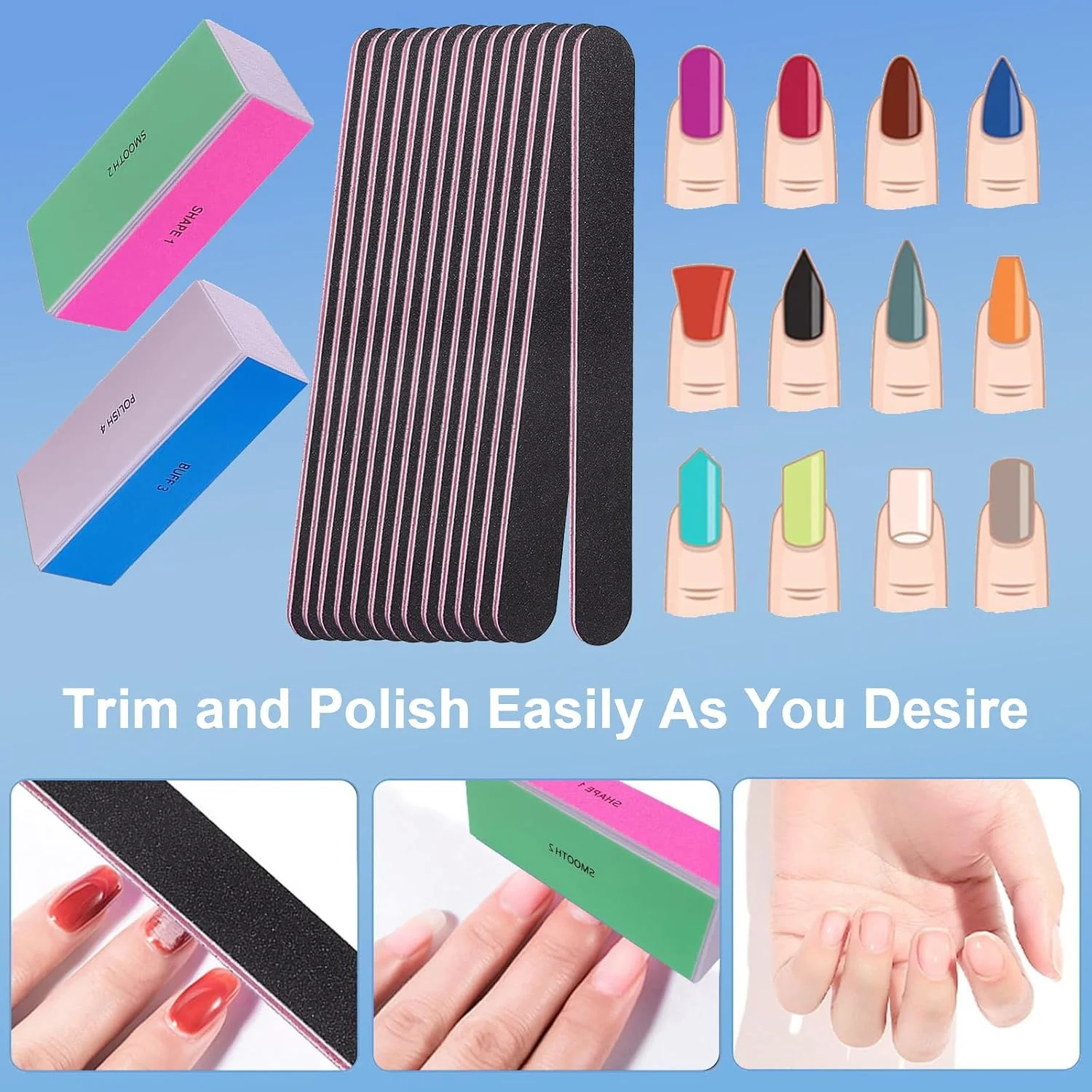 بسته 12 عددی بافر ناخن Yamobi، سوهان ناخن برای ناخن های ژلی، بلوک های بافر ناخن حرفه ای، بلوک های پولیش برای ناخن های ژلی، سوهان ناخن قابل شستشو برای پولیش و درخشش