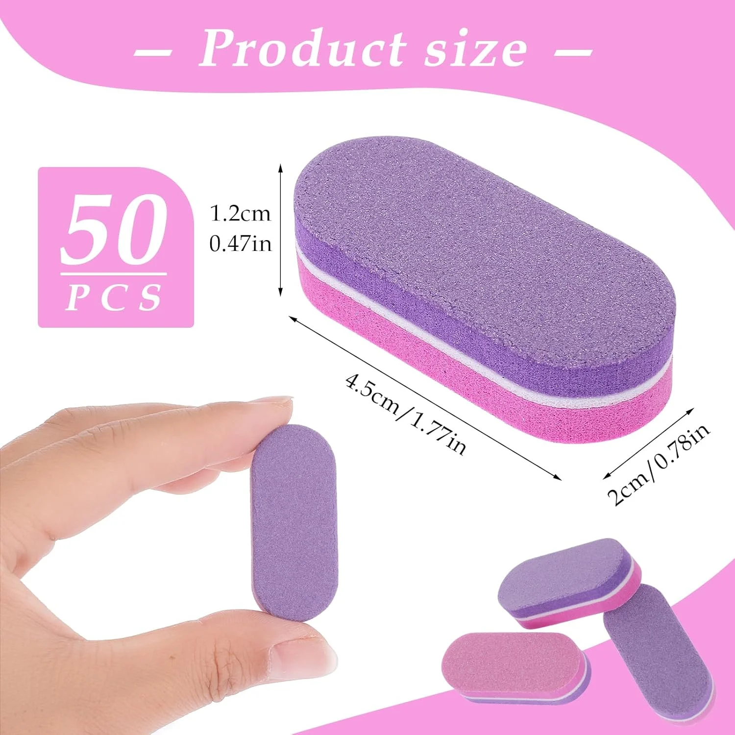 YUXIANLB بسته 50 عددی مینی اسفنجی بافر ناخن، سوهان و بافر ناخن دو طرفه با درجه زبری 100/180 برای صاف و صیقلی کردن ناخن های اکریلیک (صورتی و بنفش) YUXIANLB بسته 50 عددی مینی اسفنجی بافر ناخن، سوهان و بافر ناخن دو طرفه با درجه زبری 100/180 برای صاف و صیقلی کردن ناخن های اکریلیک (صورتی و بنفش)