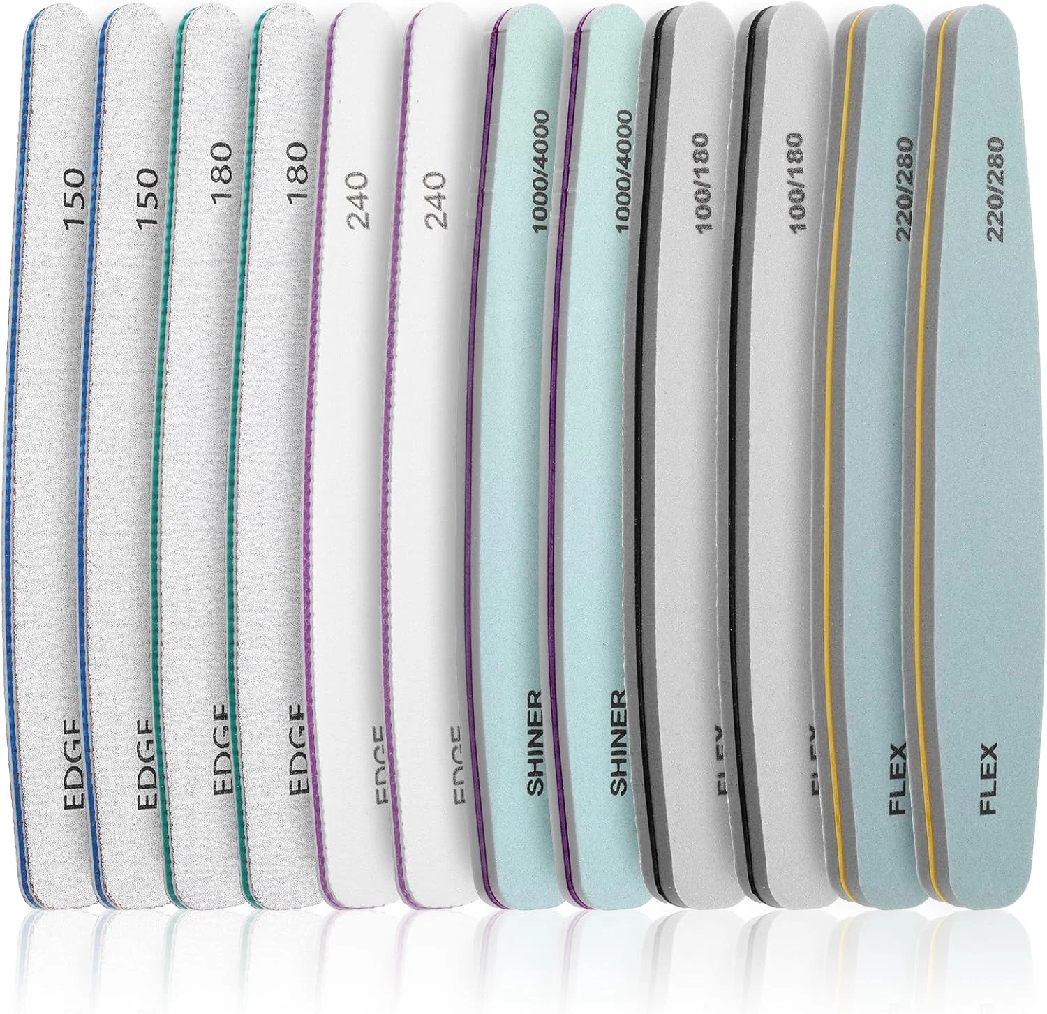 مجموعه سوهان و بافر ناخن 12 عددی YUXIANLB، سوهان ناخن حرفه ای با کاغذ سنباده، بلوک بافر ناخن، سوهان بافر ناخن، سمباده ناخن، درجه زبری 100/150/180/220/280