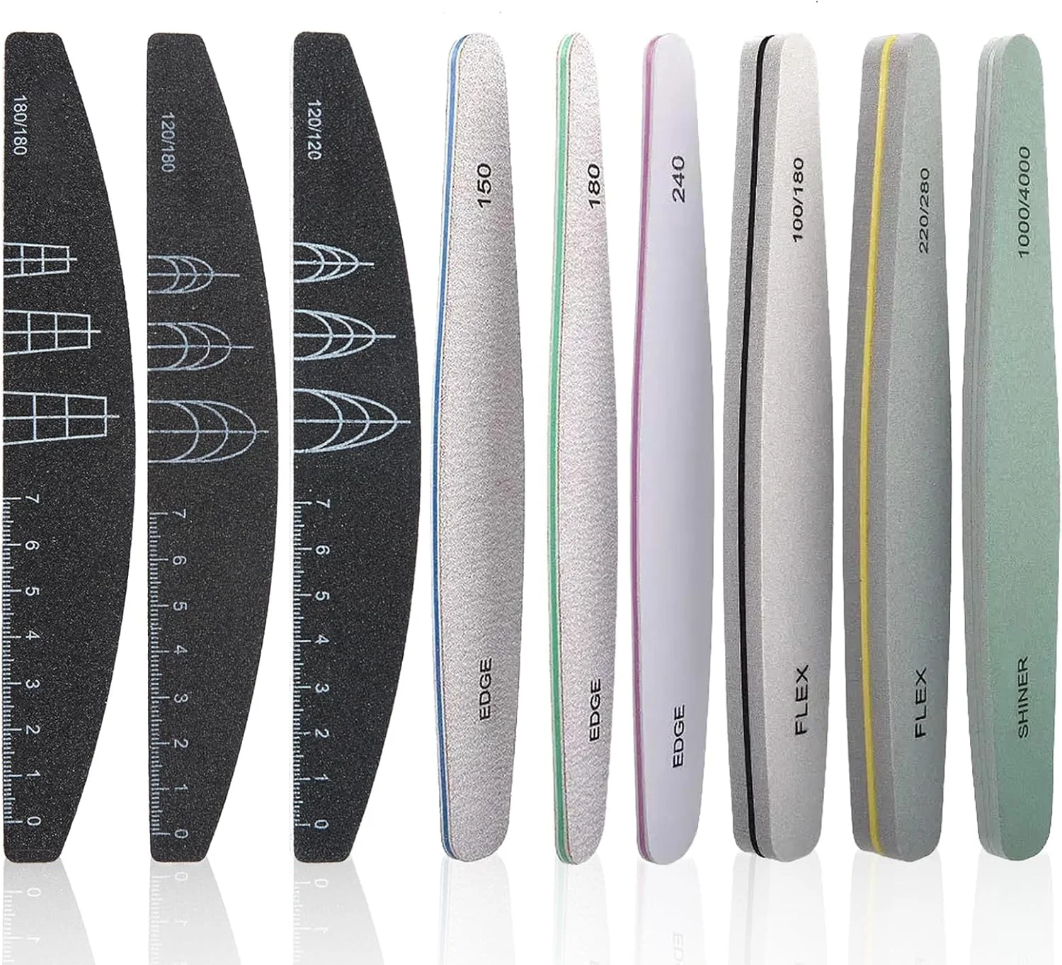 ست سوهان و بافر ناخن XEAOHESY، 9 تکه، سوهان ناخن برای ناخن های طبیعی، سوهان سمباده ای با راهنمای تصویری برای فرم ناخن، بلوک بافر ناخن درجه زبری 120/180، ست سوهان ناخن انگشت ست سوهان و بافر ناخن XEAOHESY، 9 تکه، سوهان ناخن برای ناخن های طبیعی، سوهان سمباده ای با راهنمای تصویری برای فرم ناخن، بلوک بافر ناخن درجه زبری 120/180، ست سوهان ناخن انگشت