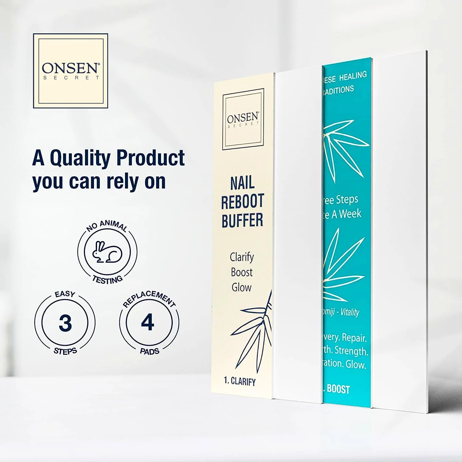 بافر ناخن حرفه ای Onsen Secret، بلوک بافر ناخن براق کننده نهایی با روش های بافر سه طرفه، بسته 1 عددی پدهای جایگزین بافر ناخن - ترکیبی سفید، خاکستری و سبز