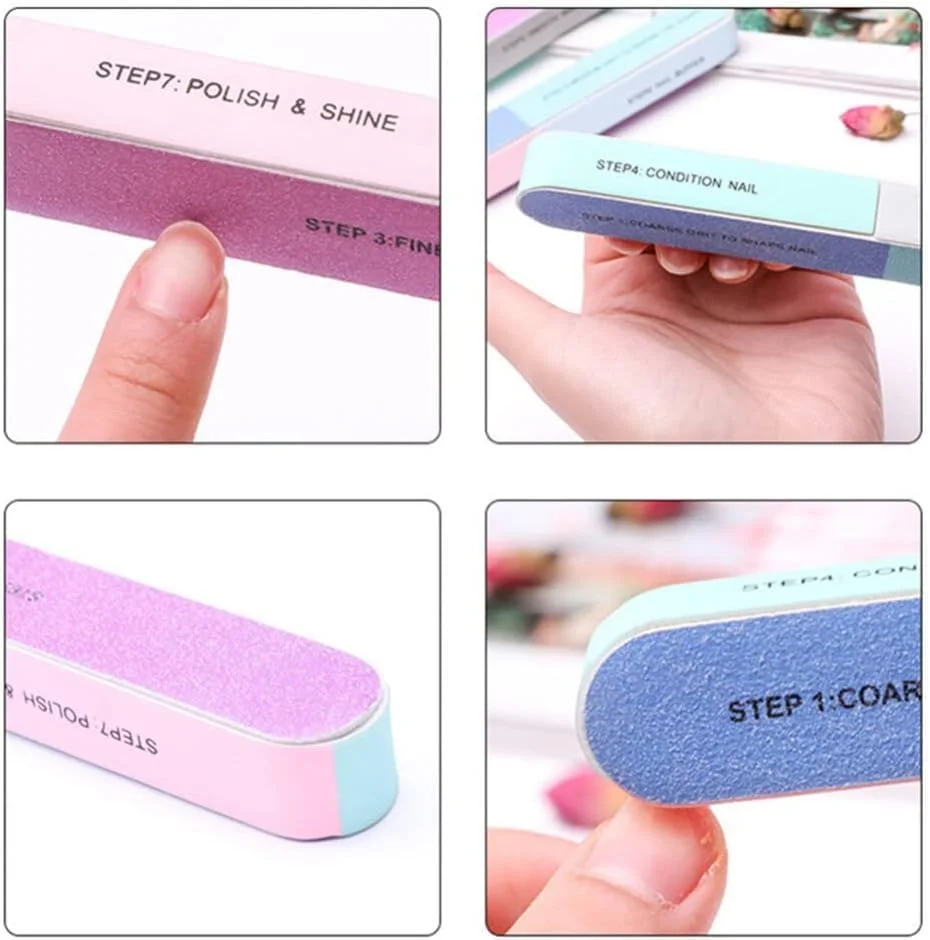 مجموعه 12 عددی ابزار طراحی ناخن Oasisgalore - سوهان ناخن، بافر، براق کننده، تخته پولیش - آبی، زبری متوسط