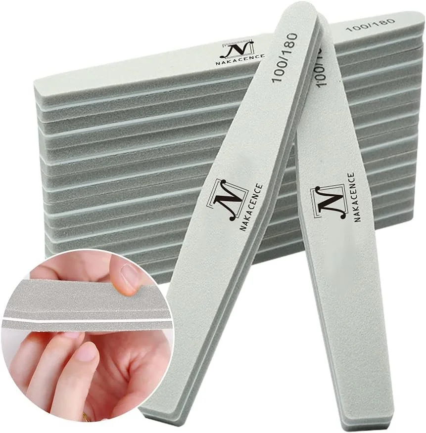 بافر ناخن NAKACENCE، بلاک های سوهان اسفنجی ناخن برای مراقبت از هنر ناخن، طراحی دو طرفه با دانه بندی 100/180، ابزار مانیکور حرفه ای، بسته 10 عددی، رنگ خاکستری