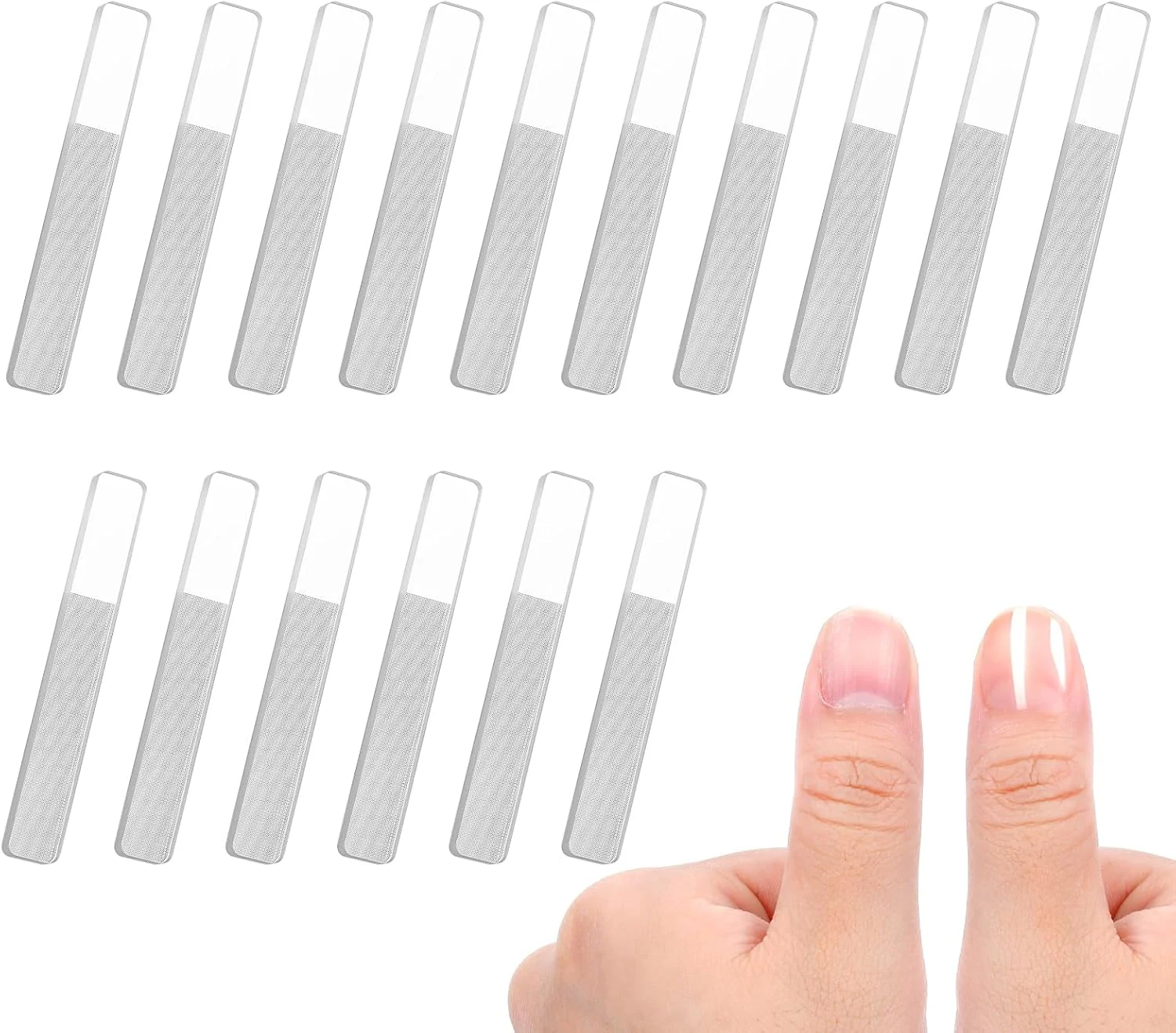 ست 16 عددی سوهان ناخن شیشه ای برای ناخن های طبیعی، سوهان ناخن کریستالی دو طرفه، مناسب برای شکل دادن، پولیش و براق کردن ناخن ها، برای زنان و بزرگسالان