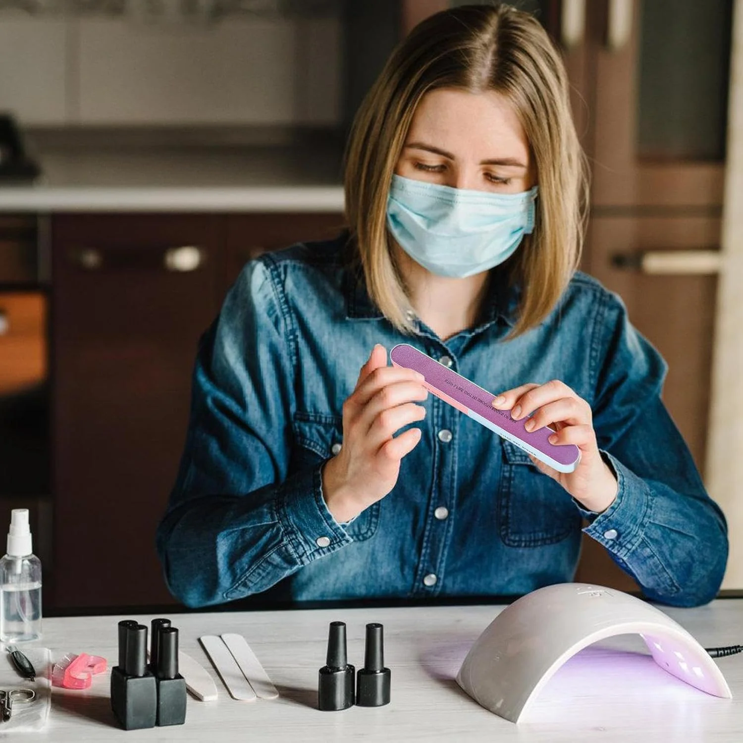 سوهان و بافر ناخن - بلوک بافر حرفه ای 7 طرفه - لوازم جانبی خانگی برای پدیکور عروس، مسافرت، سالمندان، کودکان، خانواده، اسپا، عروسی