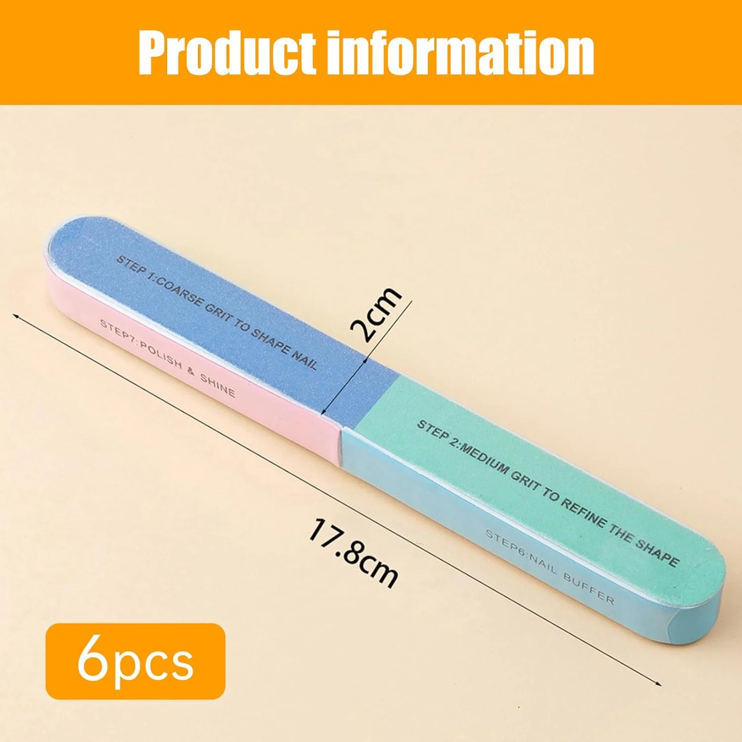 سوهان ناخن و بافر ناخن آرایشی، 7 طرفه (6 عددی)