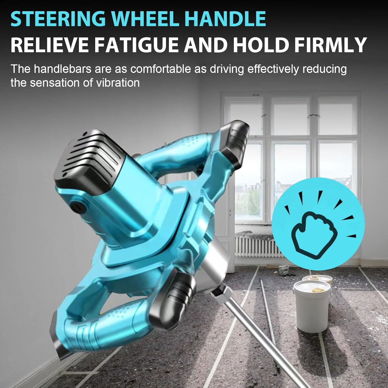 میکسر ملات رنگ JAOGAUS، همزن 3100 واتی، میکسر سیمان دستی برقی، با 6 سرعت قابل تنظیم، سوئیچ قفل شونده، ارگونومیک، میکسر صنعتی برای رنگ، گچ، سیمان، ملات