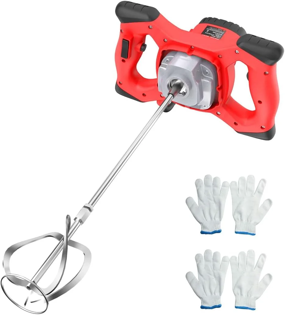 همزن برقی ملات و سیمان MOZOGOT با 6 سرعت به همراه 2 دستکش، همزن قابل حمل برای مخلوط کردن گل، سیمان، ملات، رنگ و خوراک دام