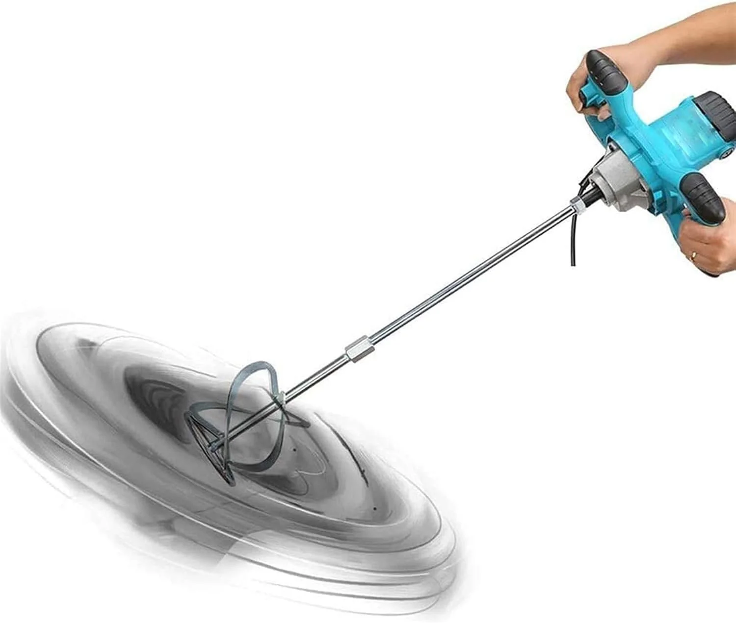 میکسر سیمان برقی 2100 وات، میکسر گچ قابل حمل با 6 سرعت قابل تنظیم، میله اختلاط 60 سانتی متری، ابزار همزن دریل پارویی برای گل، سیمان، ملات، رنگ