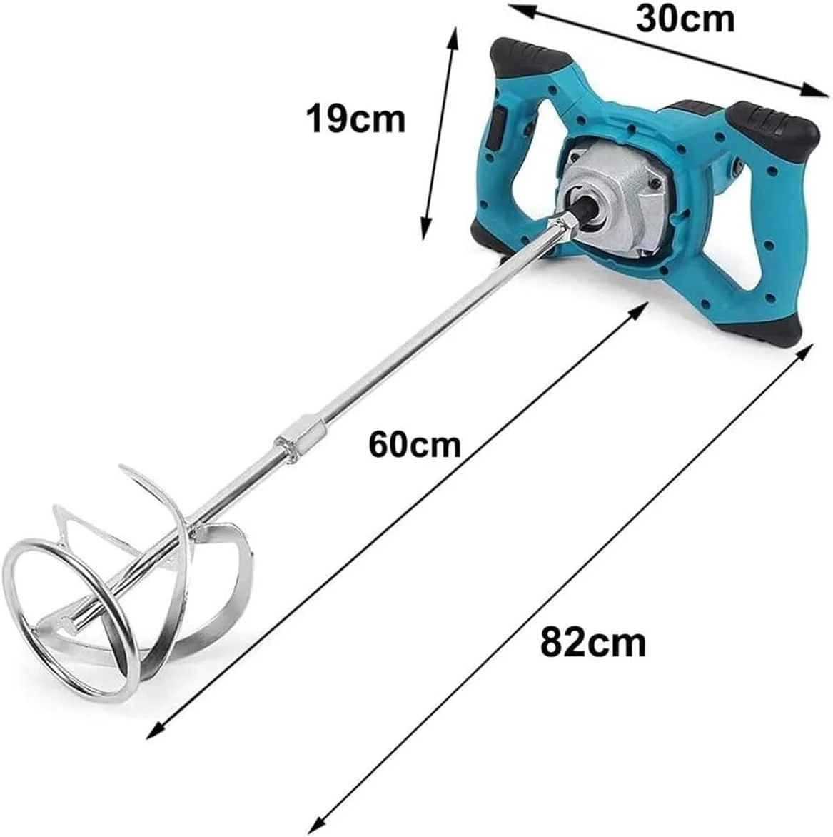 میکسر سیمان برقی 2100 وات، میکسر گچ قابل حمل با 6 سرعت قابل تنظیم، میله اختلاط 60 سانتی متری، ابزار همزن دریل پارویی برای گل، سیمان، ملات، رنگ