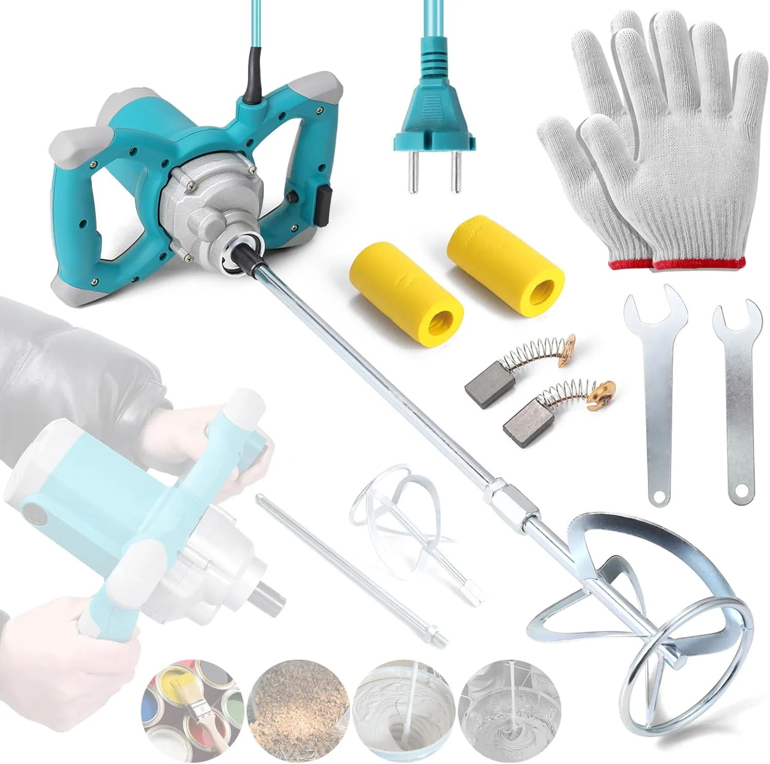 2600W Electric Concrete Mixer Portable Handheld Concrete Cement Mixer 6 Speeds Adjustable Mixing Machine Thinset Mortar Grout Paint String Tool DOOMUN