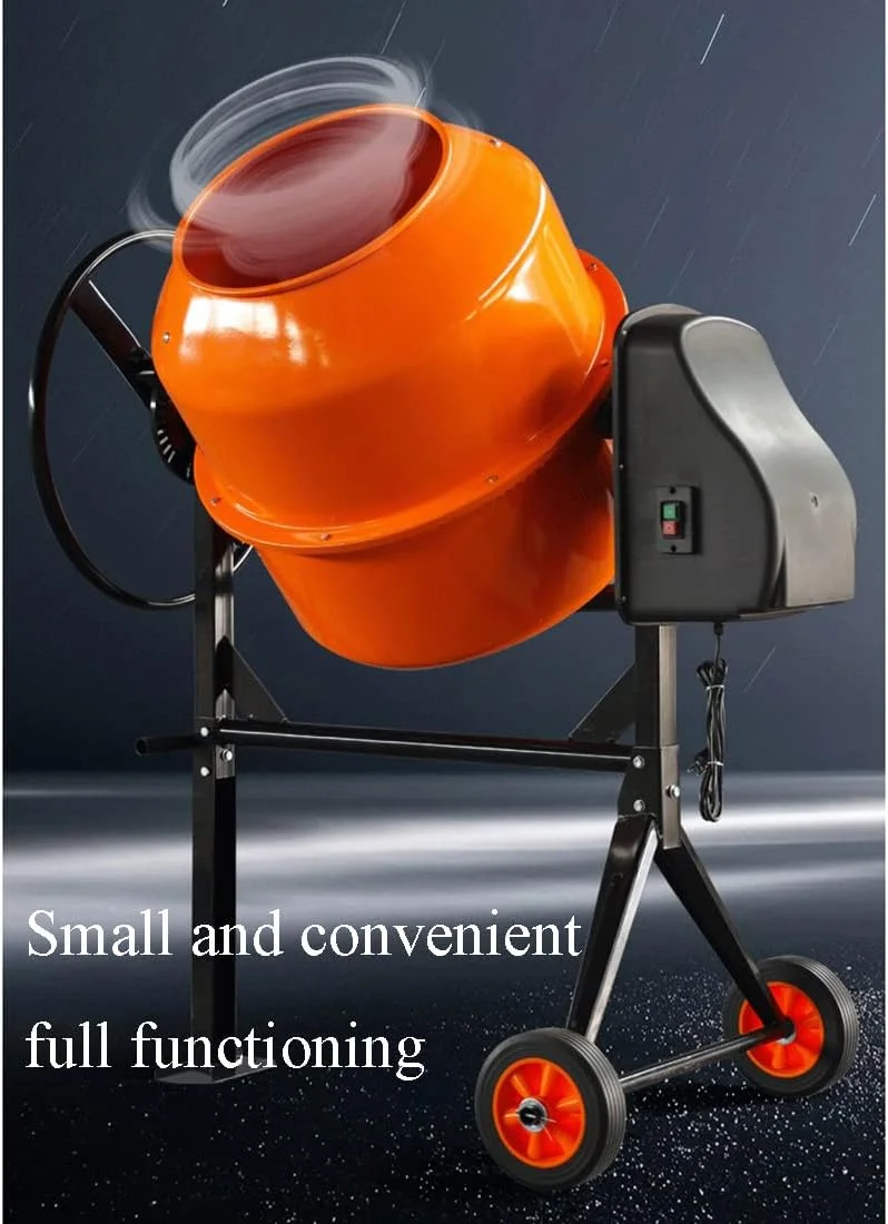 میکسر بتن برقی GHQERTY 350W، درام 60 لیتری قابل حمل برای مخلوط کردن ملات سیمان، میکسر درام ساختمانی کوچک با پایه جداشدنی، ابزار مخلوط کردن سیمان بتن برقی برای سیمان، ملات، گچ، بذر