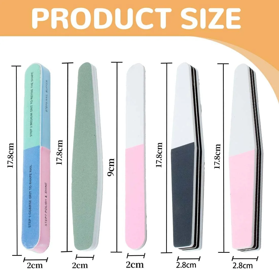 ست سوهان ناخن، سوهان ناخن و بافر ناخن چند بعدی، ابزار مانیکور با کاربری آسان برای حالت دادن (بسته 10 عددی)