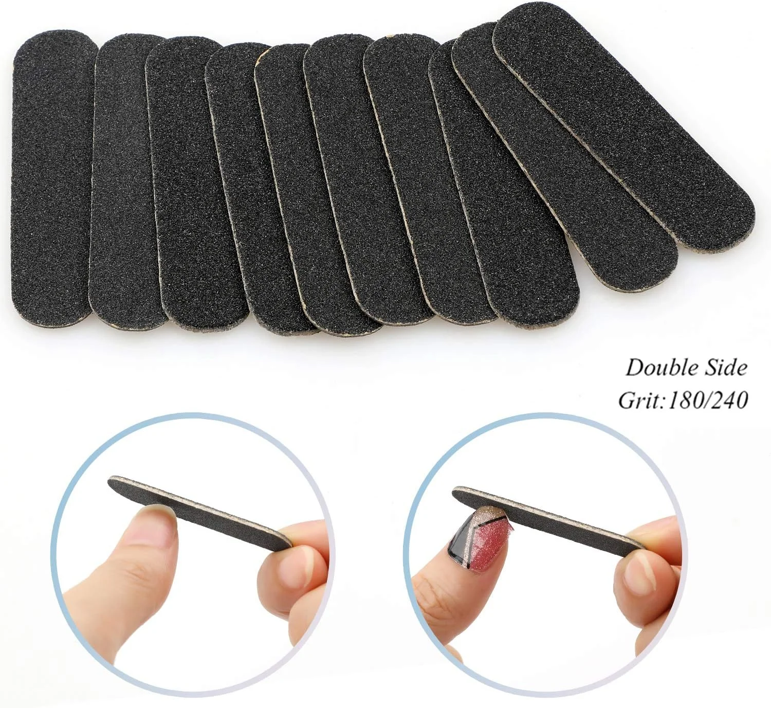 مجموعه 100 عددی سوهان ناخن کوچک MWOOT، سوهان سمباده ای دو طرفه یکبار مصرف با درجه زبری 180/240، ابزار مانیکور برای ناخن های طبیعی، اکریلیک و مصنوعی، مناسب برای استفاده در منزل و سالن (مشکی) مجموعه 100 عددی سوهان ناخن کوچک MWOOT، سوهان سمباده ای دو طرفه یکبار مصرف با درجه زبری 180/240، ابزار مانیکور برای ناخن های طبیعی، اکریلیک و مصنوعی، مناسب برای استفاده در منزل و سالن (مشکی)