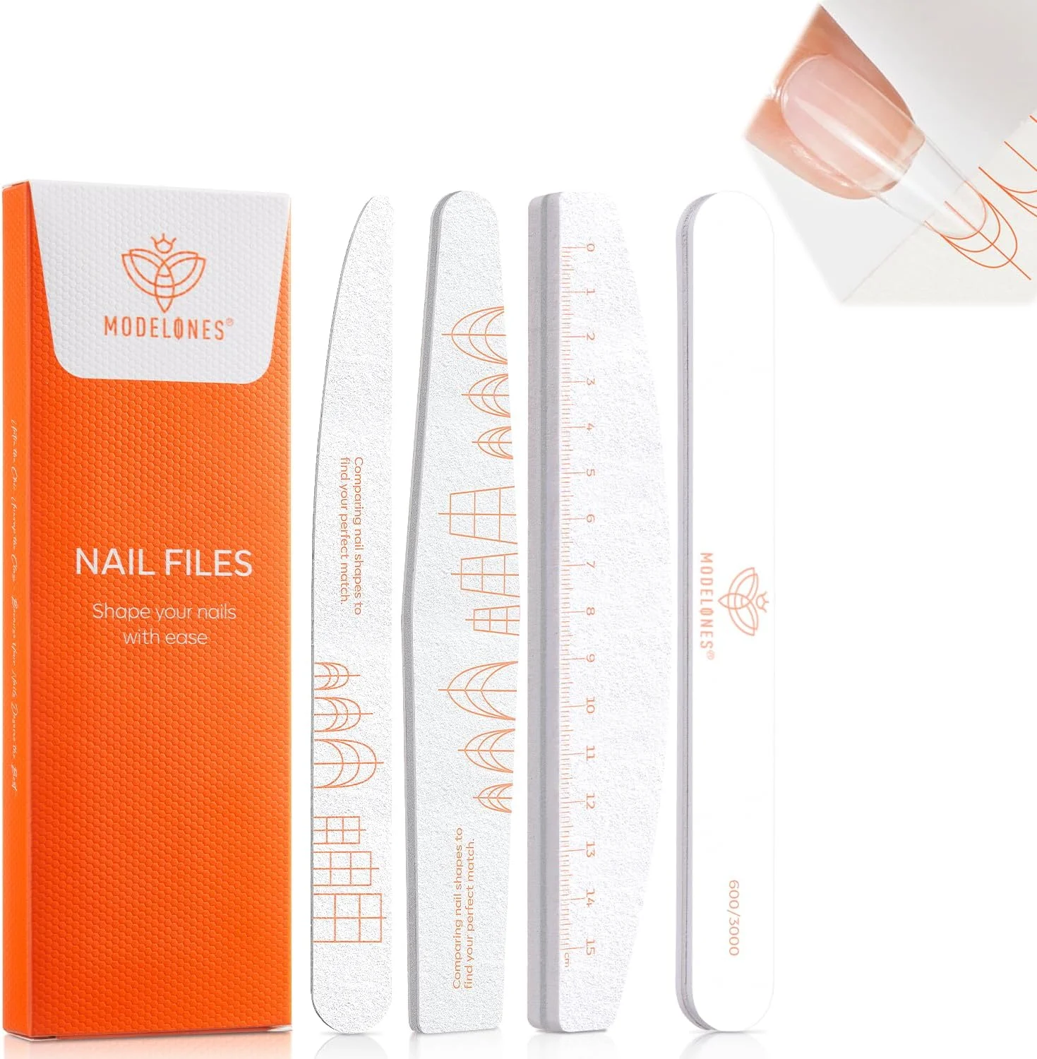 سوهان ناخن و بافر ناخن Modelones، 4 عدد، تخته سنباده دو طرفه 100/150/180 گریت و چوب پولیش براق کننده ناخن 600/3000، قابل شستشو، ضد خم شدن و ضد افتادن سوهان ناخن و بافر ناخن Modelones، 4 عدد، تخته سنباده دو طرفه 100/150/180 گریت و چوب پولیش براق کننده ناخن 600/3000، قابل شستشو، ضد خم شدن و ضد افتادن