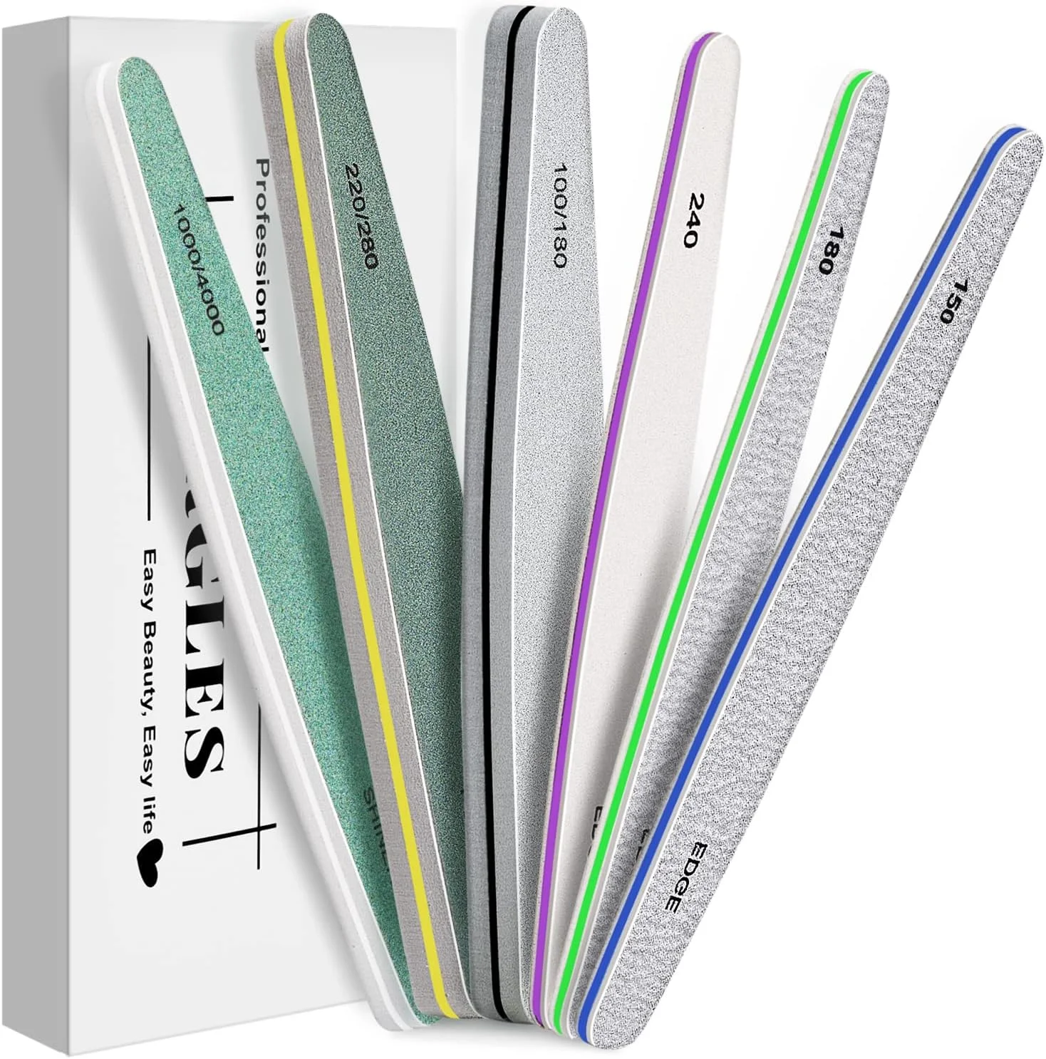 سوهان ناخن حرفه ای مورگلس، 6 عدد سوهان بافر ناخن برای پولیش ناخن، بافر ناخن حرفه ای برای پولیش مانیکور دو طرفه سوهان ناخن حرفه ای مورگلس، 6 عدد سوهان بافر ناخن برای پولیش ناخن، بافر ناخن حرفه ای برای پولیش مانیکور دو طرفه