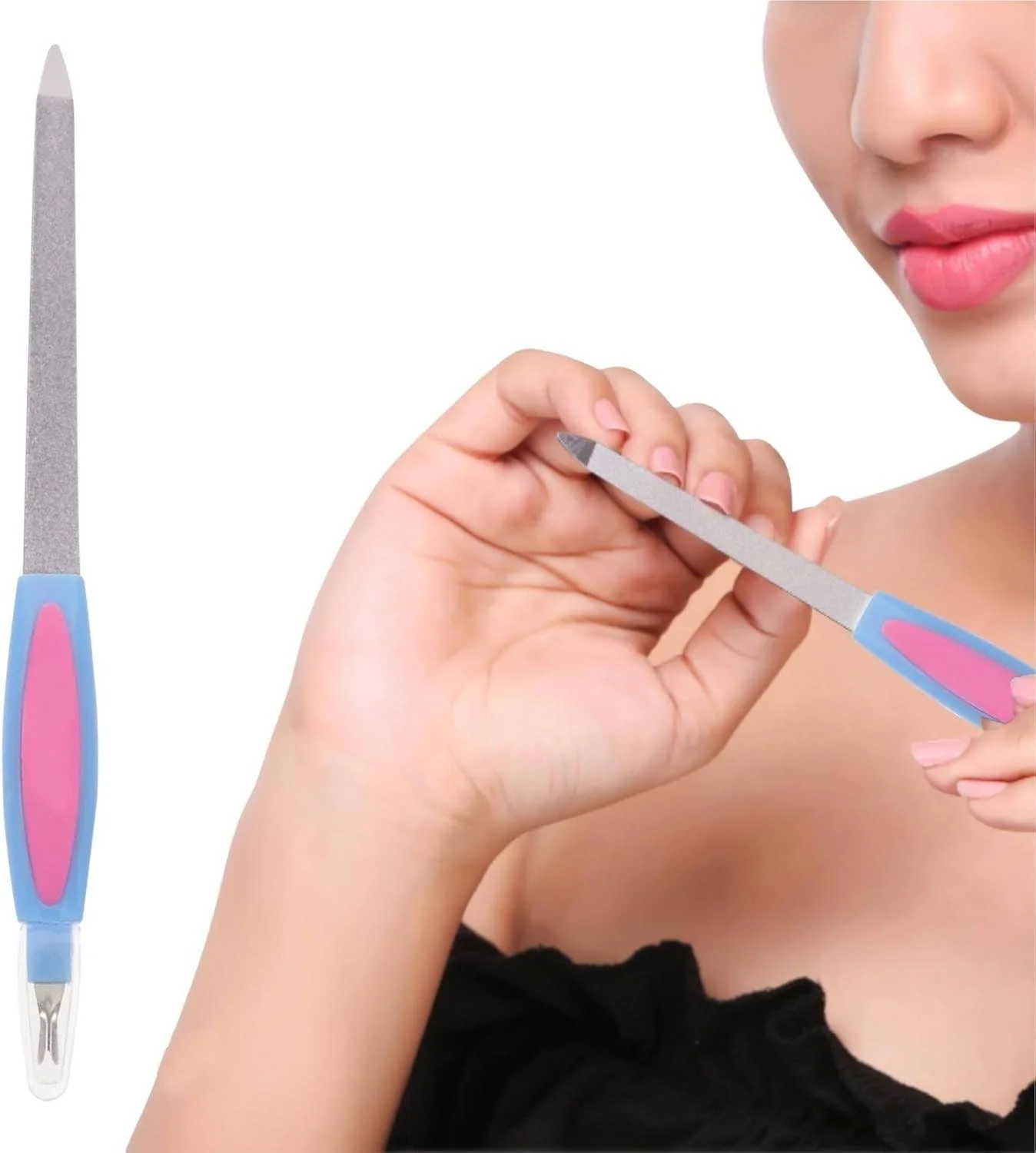 سوهان ناخن دو سر MOMENT برای ناخن های طبیعی ساخته شده از فولاد ضد زنگ، سوهان ناخن با نوک تیز دسته ضد لغزش دو طرفه با ذرات یاقوت کبود سوهان ناخن دو سر MOMENT برای ناخن های طبیعی ساخته شده از فولاد ضد زنگ، سوهان ناخن با نوک تیز دسته ضد لغزش دو طرفه با ذرات یاقوت کبود