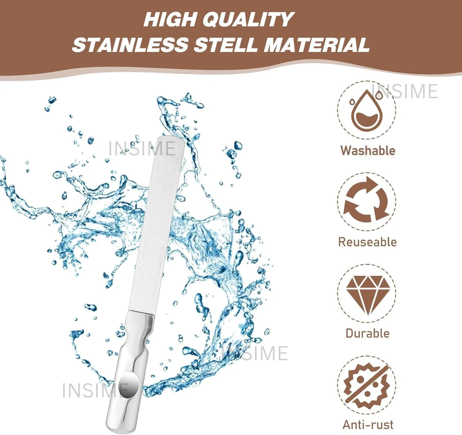 سوهان ناخن و بافر استیل ضد زنگ INSIME | شکل دهنده ناخن برای ناخن های تیز خانم ها | سوهان ناخن بادوام و قابل استفاده مجدد برای مانیکور پدیکور ناخن های پا و ناخن های طبیعی سوهان ناخن و بافر استیل ضد زنگ INSIME | شکل دهنده ناخن برای ناخن های تیز خانم ها | سوهان ناخن بادوام و قابل استفاده مجدد برای مانیکور پدیکور ناخن های پا و ناخن های طبیعی