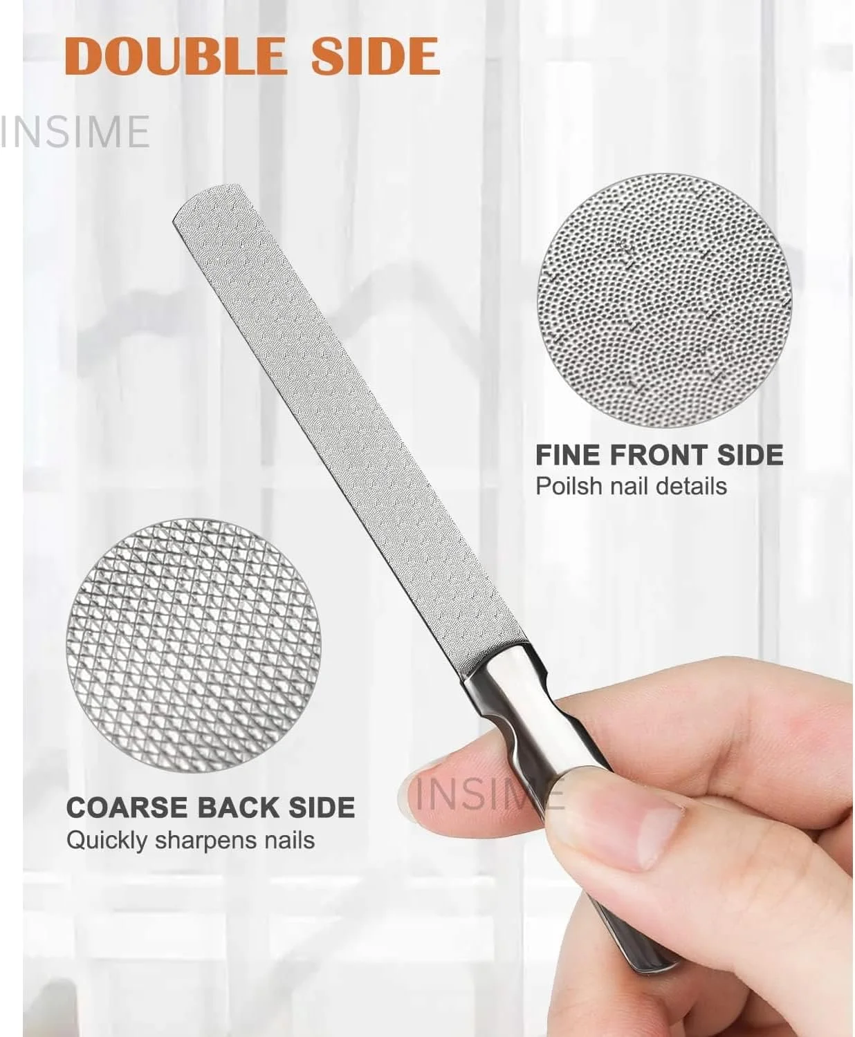 سوهان ناخن و بافر استیل ضد زنگ INSIME | شکل دهنده ناخن برای ناخن های تیز خانم ها | سوهان ناخن بادوام و قابل استفاده مجدد برای مانیکور پدیکور ناخن های پا و ناخن های طبیعی سوهان ناخن و بافر استیل ضد زنگ INSIME | شکل دهنده ناخن برای ناخن های تیز خانم ها | سوهان ناخن بادوام و قابل استفاده مجدد برای مانیکور پدیکور ناخن های پا و ناخن های طبیعی