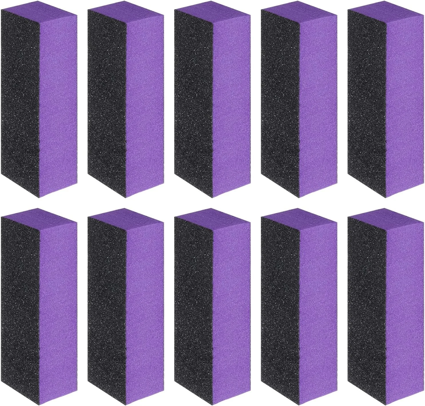 بلاک بافر ناخن هرفینگتون 10 عددی با درجه زبری 60/80/80، ابزار مانیکور و سوهان بافر سنباده ناخن سه طرفه برای بافر پولیش براق کننده ناخن اکریلیک، بنفش