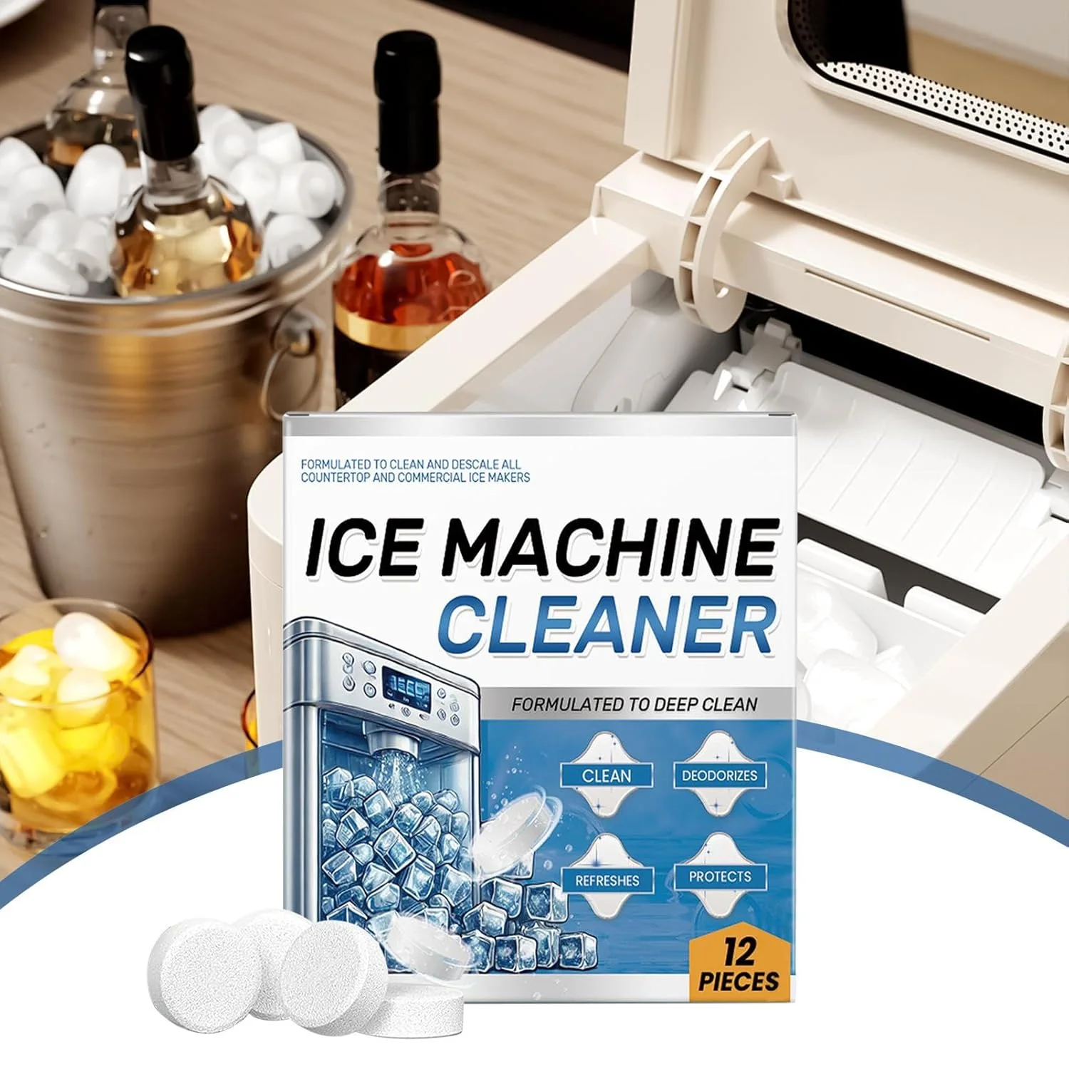 قرص های تمیز کننده ماشین لباسشویی - تمیز کننده قدرتمند یخ ساز - ابزار تمیز کننده قابل حمل، لوازم خانگی برای خانه، رستوران ها
