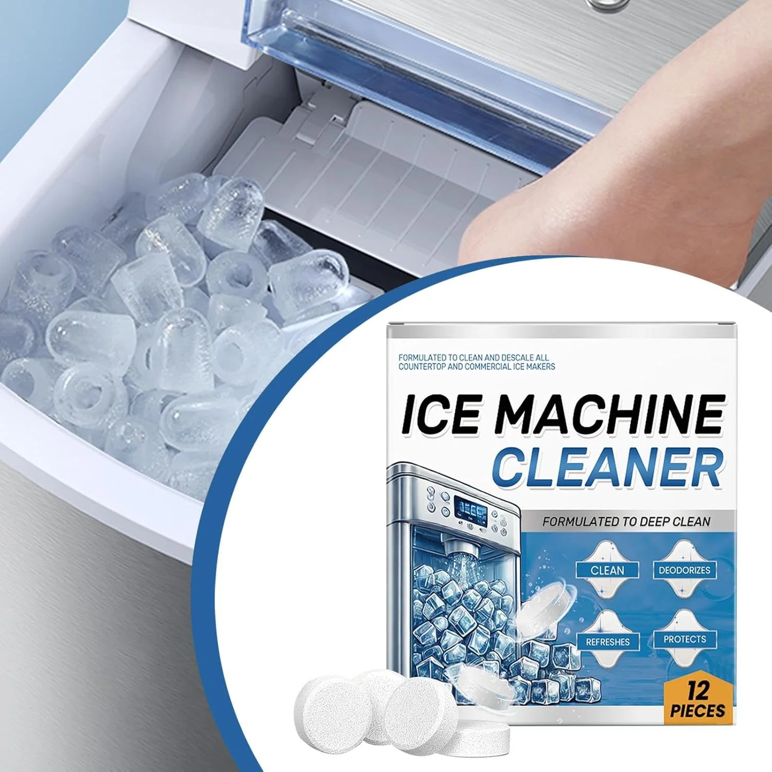 قرص های تمیز کننده ماشین لباسشویی - تمیز کننده قدرتمند یخ ساز - ابزار تمیز کننده قابل حمل، لوازم خانگی برای خانه، رستوران ها