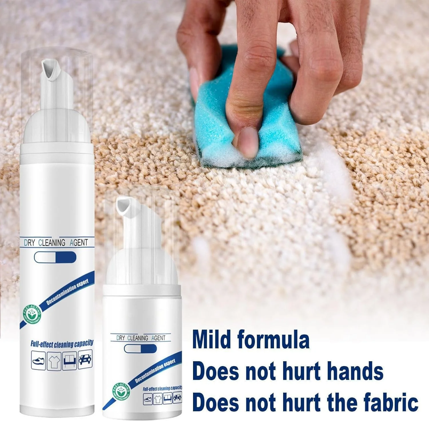 فوم خشک شوی، فوم خشک شوی لباس، فوم پاک کننده پارچه بدون آب، اسپری فوم لکه بر بدون نیاز به آبکشی، لکه بر لباس، فوم تمیز کننده چند منظوره بدون نیاز به آبکشی (1 عدد - 100 میلی لیتر)