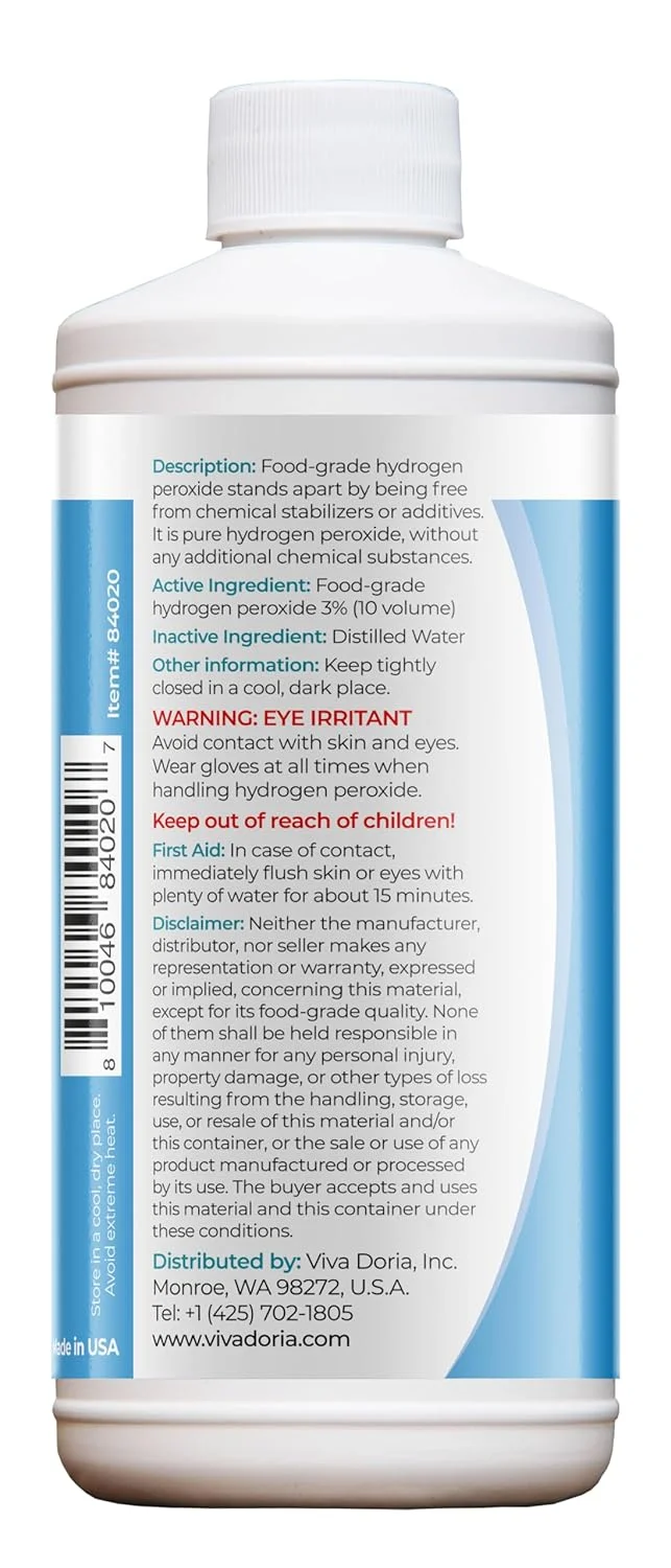 ویوا دوریا هیدروژن پراکسید 3 درصد، گرید غذایی، 473 میلی لیتر