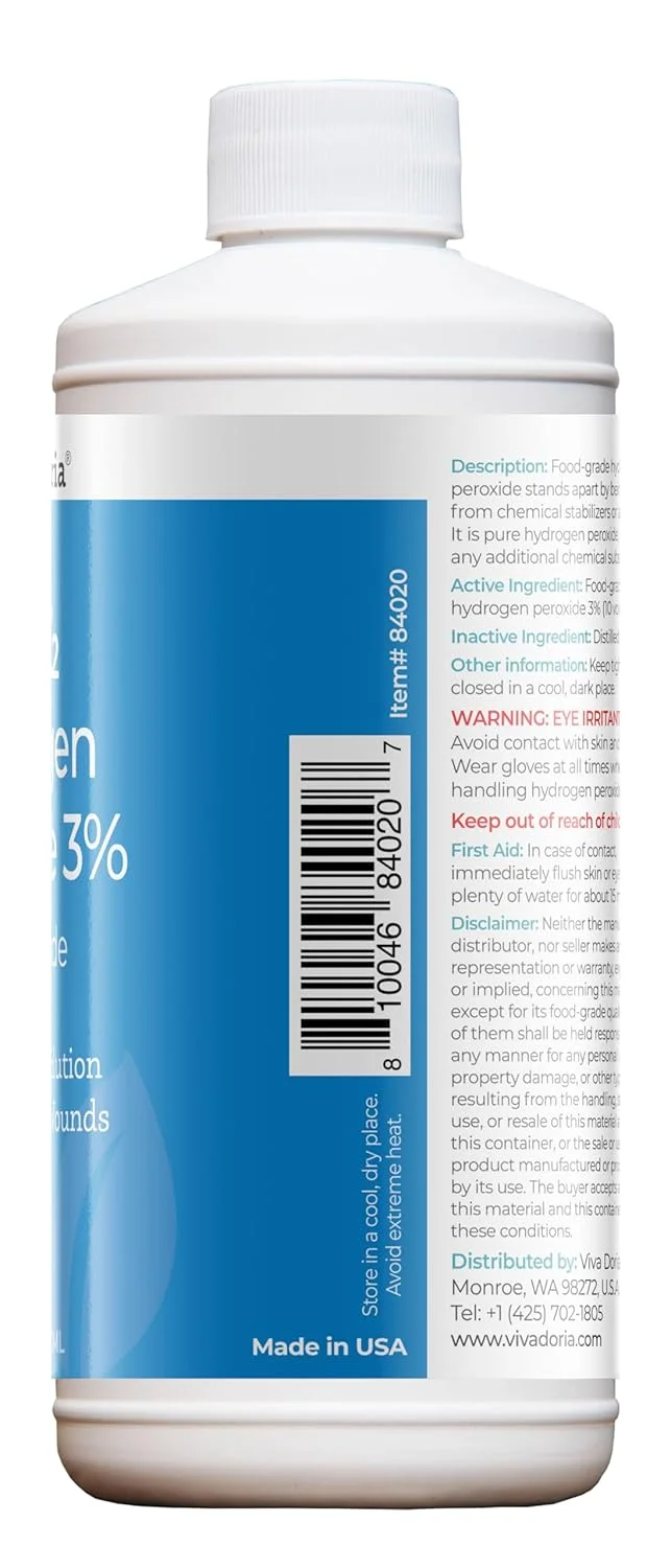 ویوا دوریا هیدروژن پراکسید 3 درصد، گرید غذایی، 473 میلی لیتر