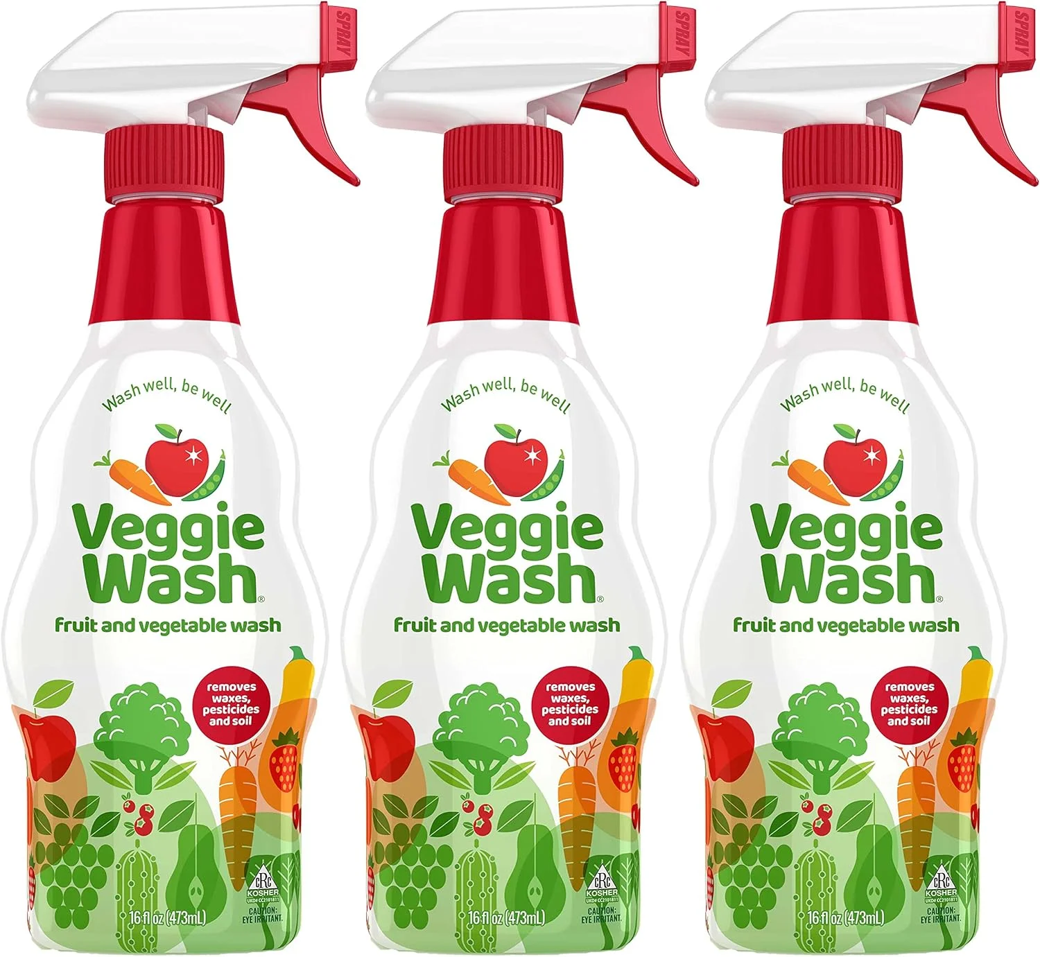 مایع شستشوی میوه و سبزیجات Veggie Wash، پاک کننده و شوینده محصولات، 473 میلی لیتر، بسته 3 عددی