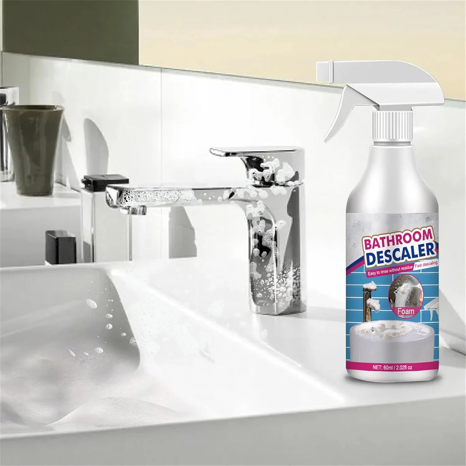 پاک کننده رسوب حمام VIED، پاک کننده لکه های سرسخت حمام، پاک کننده فوم حمام (4 عدد)