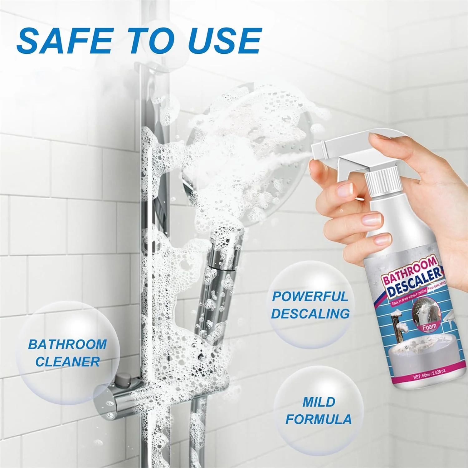 پاک کننده رسوب حمام VIED، پاک کننده لکه های سرسخت حمام، پاک کننده فوم حمام (4 عدد)