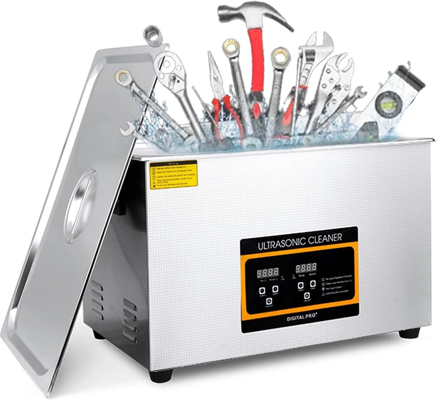 دستگاه تمیز کننده التراسونیک UPIKIT با ظرفیت 30 لیتر، دارای گرمکن و تایمر 0-30 دقیقه، با سیستم تخلیه، برای تمیز کردن بردهای مدار، پیچ های آزمایشگاهی، بلبرینگ ها، قطعات فلزی