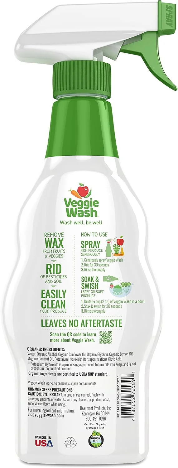 مایع شستشوی میوه و سبزیجات ارگانیک Veggie Wash، ۴۷۳ میلی لیتر
