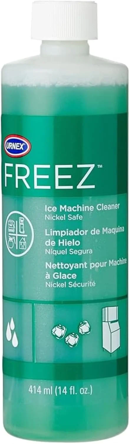 محلول تمیز کننده دستگاه یخ ساز Urnex Freez - حجم 414 میلی لیتر - 5 بار استفاده - فرمول ایمن برای نیکل بر پایه اسید سیتریک، محصول تمیز کننده سیستم یخ تجاری