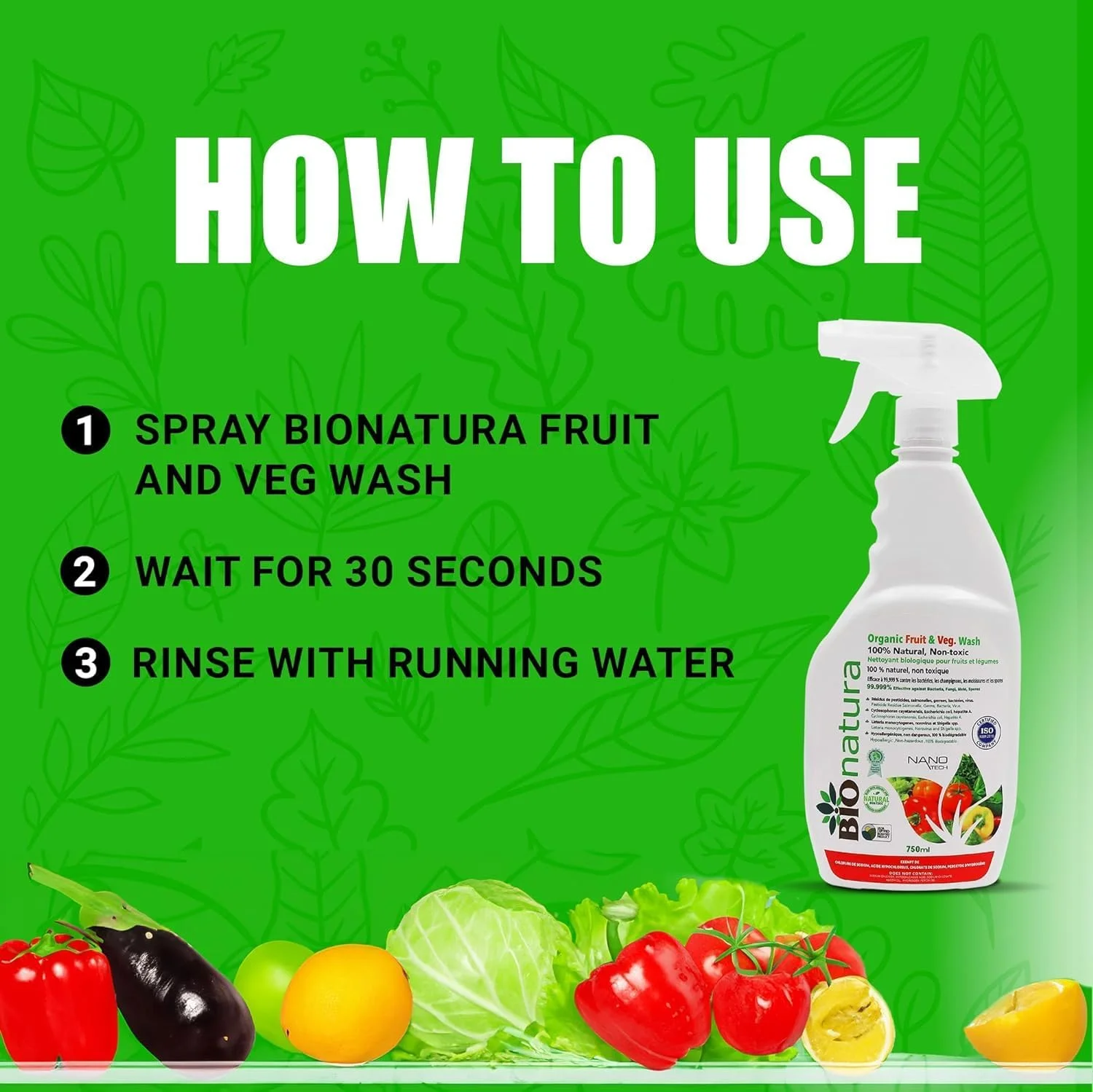 مایع شستشوی میوه و سبزیجات ارگانیک | پاک کننده 100% طبیعی و غیر سمی سبزیجات | ضد عفونی کننده ایمن میوه و سبزیجات | محصول ضروری آشپزخانه | اسپری شستشوی تجزیه پذیر | 750 میلی لیتر مایع شستشوی میوه و سبزیجات ارگانیک | پاک کننده 100% طبیعی و غیر سمی سبزیجات | ضد عفونی کننده ایمن میوه و سبزیجات | محصول ضروری آشپزخانه | اسپری شستشوی تجزیه پذیر | 750 میلی لیتر