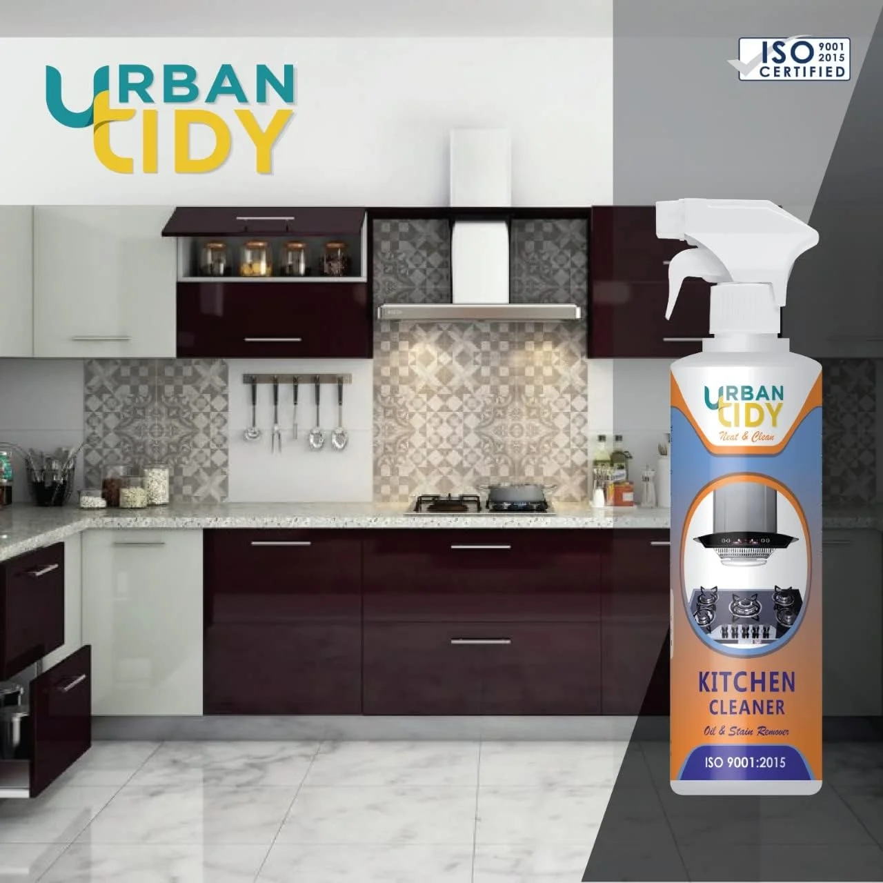 مایع پاک کننده آشپزخانه Urban tidy، پاک کننده لکه روغن، پاک کننده کاشی آشپزخانه، چربی زدا، پاک کننده اجاق گاز، پاک کننده دودکش، پاک کننده سینک ظرفشویی 500 گرمی (بسته 1 عددی)