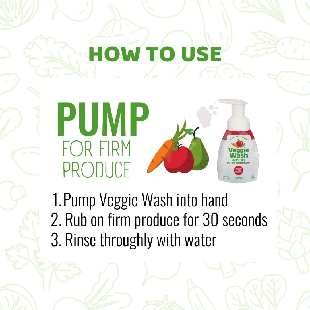 مایع شستشوی میوه و سبزیجات فومینگ Veggie Wash، شوینده و پاک کننده محصولات، بسته 2 عددی