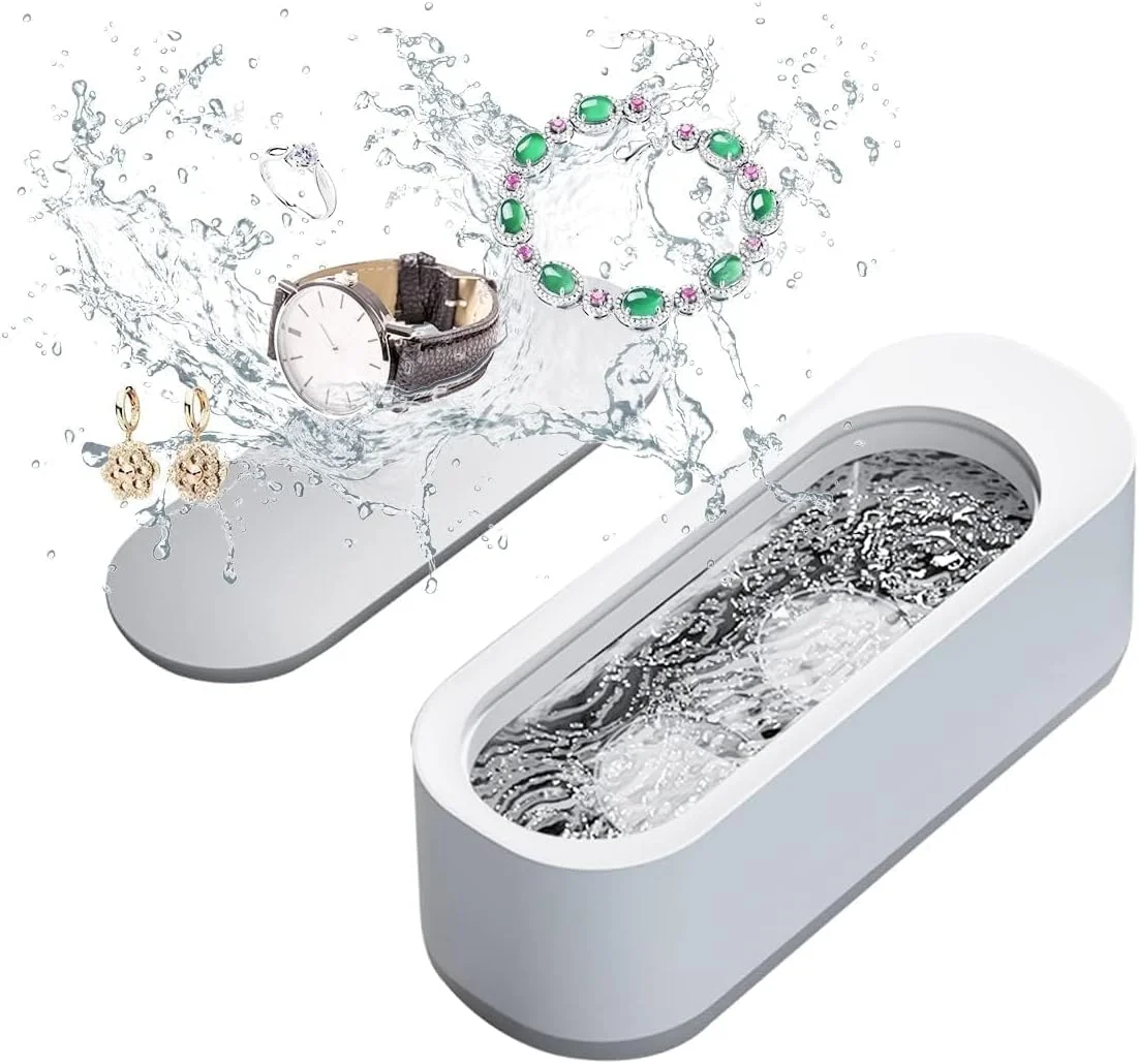 دستگاه تمیز کننده التراسونیک جواهرات، دستگاه تمیز کننده التراسونیک، دستگاه قابل حمل 360 درجه حرفه ای کم صدا برای عینک، جواهرات، ساعت، انگشتر، عینک