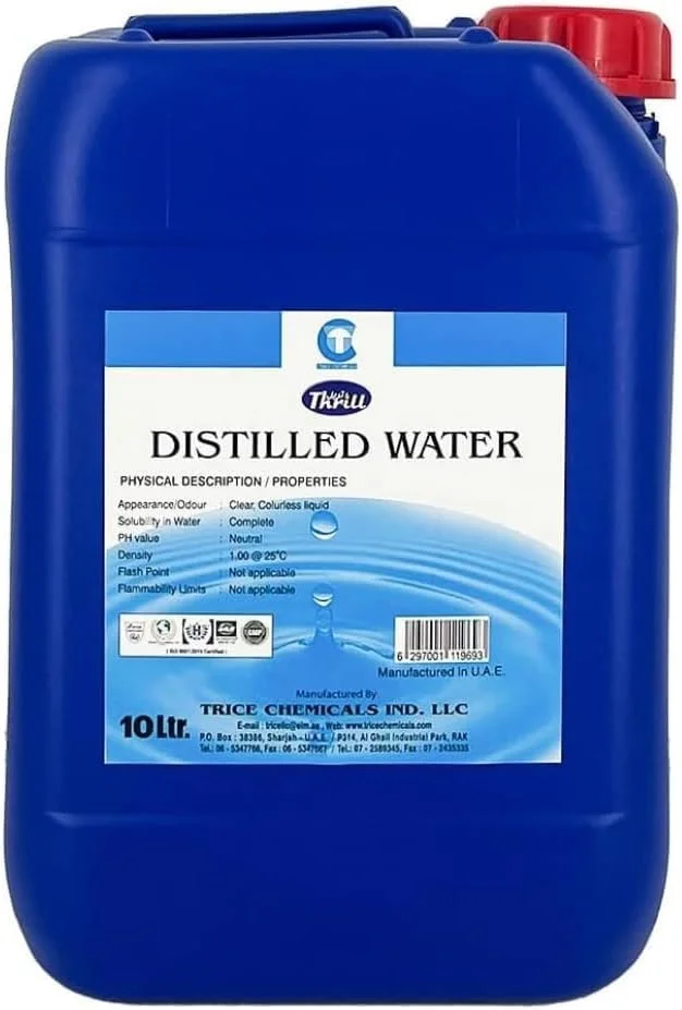 آب فوق خالص چند منظوره برای مصارف خودرو، آرایشی و بهداشتی و صنعتی - بدون مواد معدنی، غیر رسانا، فرمول بدون باقیمانده 10 لیتر
