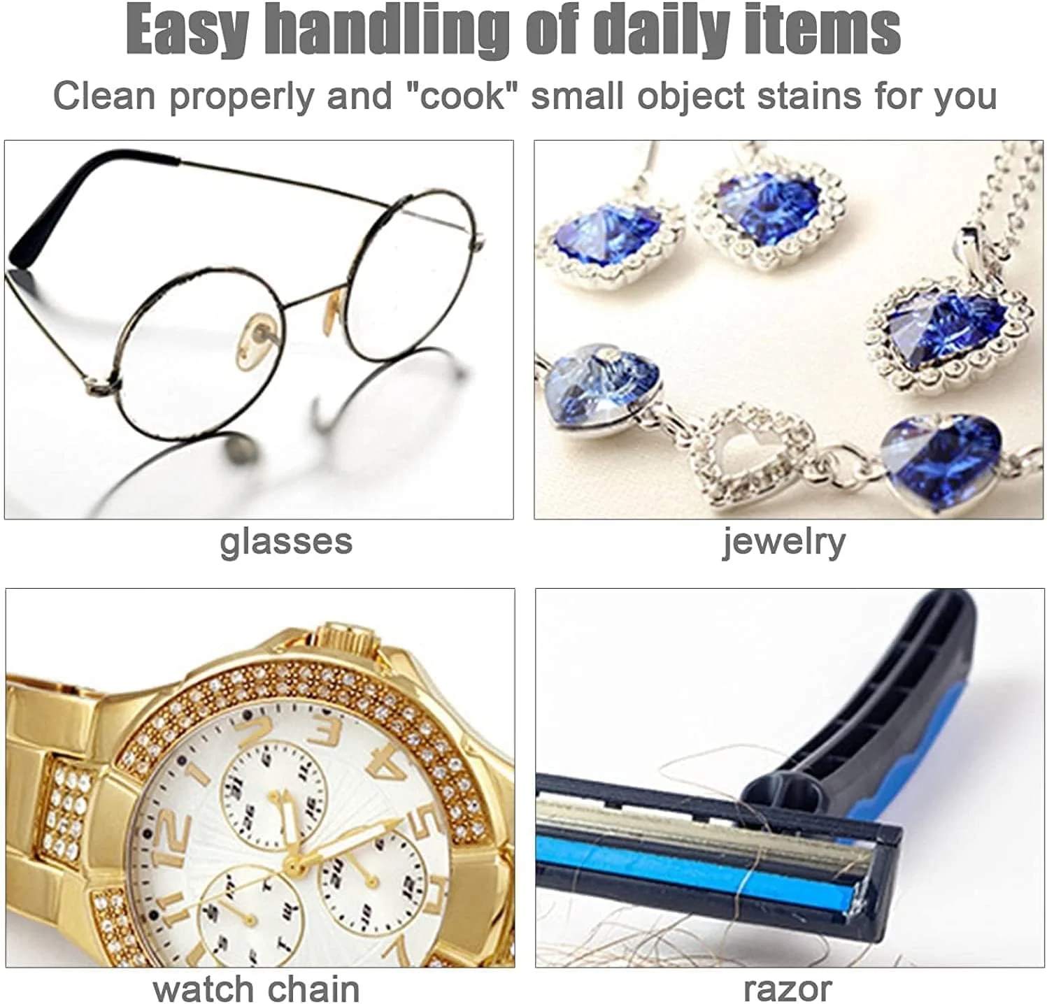 دستگاه تمیز کننده التراسونیک جواهرات، دستگاه تمیز کننده التراسونیک، دستگاه قابل حمل 360 درجه حرفه ای کم صدا برای عینک، جواهرات، ساعت، انگشتر، عینک