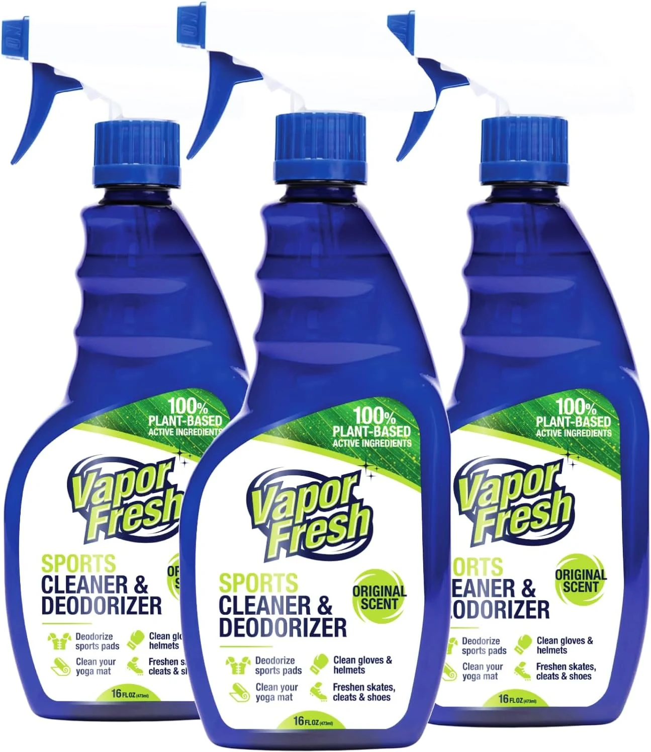 اسپری تمیز کننده Vapor Fresh برای تجهیزات ورزشی و باشگاه - خوشبو کننده کفش، تمیز کننده مت یوگا، خوشبو کننده دستکش بوکس - طبیعی و گیاهی، 473 میلی لیتر (بسته 3 عددی)