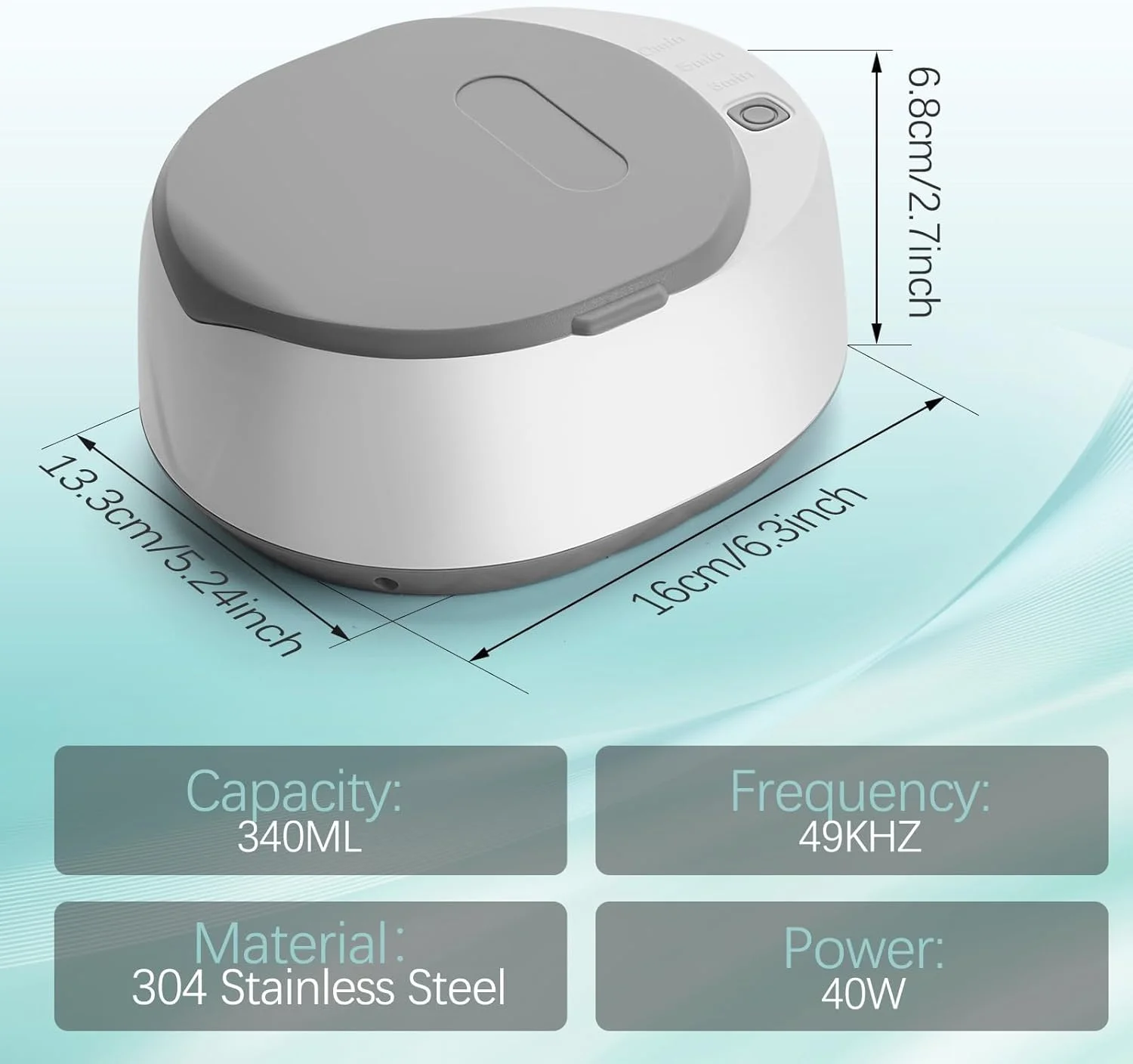 دستگاه تمیز کننده التراسونیک 49 کیلوهرتز، 340 میلی لیتر، دستگاه تمیز کننده جواهرات و دندان مصنوعی، تمیز کننده نگهدارنده التراسونیک با 3 تنظیمات زمانی، ایده آل برای تمیز کردن گردنبند، انگشتر، ساعت، سکه، دندان مصنوعی و الاینرها دستگاه تمیز کننده التراسونیک 49 کیلوهرتز، 340 میلی لیتر، دستگاه تمیز کننده جواهرات و دندان مصنوعی، تمیز کننده نگهدارنده التراسونیک با 3 تنظیمات زمانی، ایده آل برای تمیز کردن گردنبند، انگشتر، ساعت، سکه، دندان مصنوعی و الاینرها