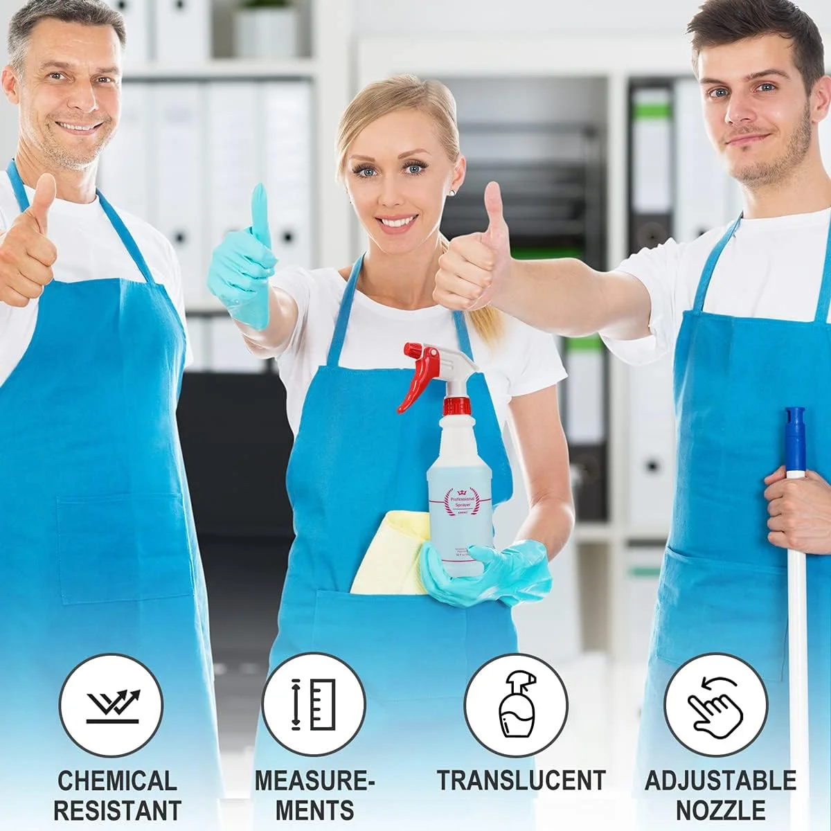 بطری اسپری پلاستیکی Uineko (بسته 4 عددی، 473 میلی لیتر، چند منظوره) بطری های اسپری سنگین و مقاوم ضد نشت بطری آب خالی مه پاش برای محلول تمیز کننده، کاشت، حیوانات خانگی با نازل قابل تنظیم و اندازه گیری