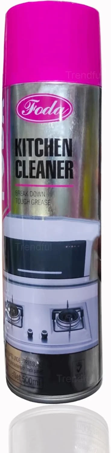 اسپری پاک کننده فوم آشپزخانه ترندفول (500 میلی لیتر)، فوم چربی زدای قوی برای سطوح آشپزخانه، قابلمه ها، تابه ها و لوازم خانگی، رایحه تازه ماندگار