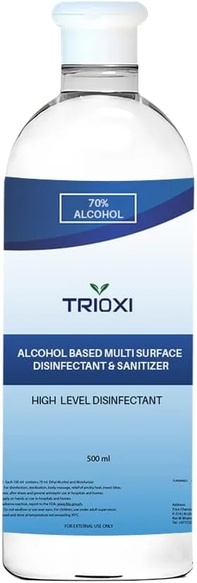 ضدعفونی کننده چند سطحی تریوکسی بر پایه اتانول 70%، حجم 500 میلی لیتر – محافظت قوی در برابر میکروب ها برای تمام سطوح