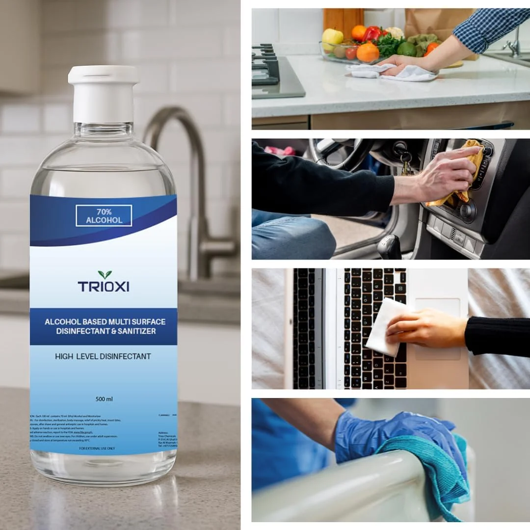 ضدعفونی کننده چند سطحی تریوکسی بر پایه اتانول 70%، حجم 500 میلی لیتر – محافظت قوی در برابر میکروب ها برای تمام سطوح