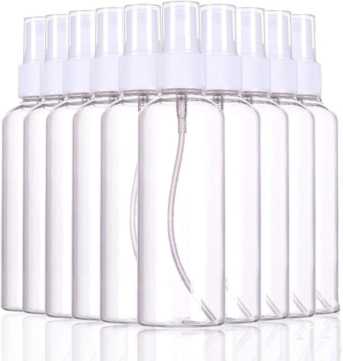 تی ترزلی 10 عدد بطری اسپری 100 میلی لیتری قابل حمل، شفاف، قابل استفاده مجدد، اسپری ریز، بطری های مسافرتی، قطره چکان، ظرف مایع اتمایزر