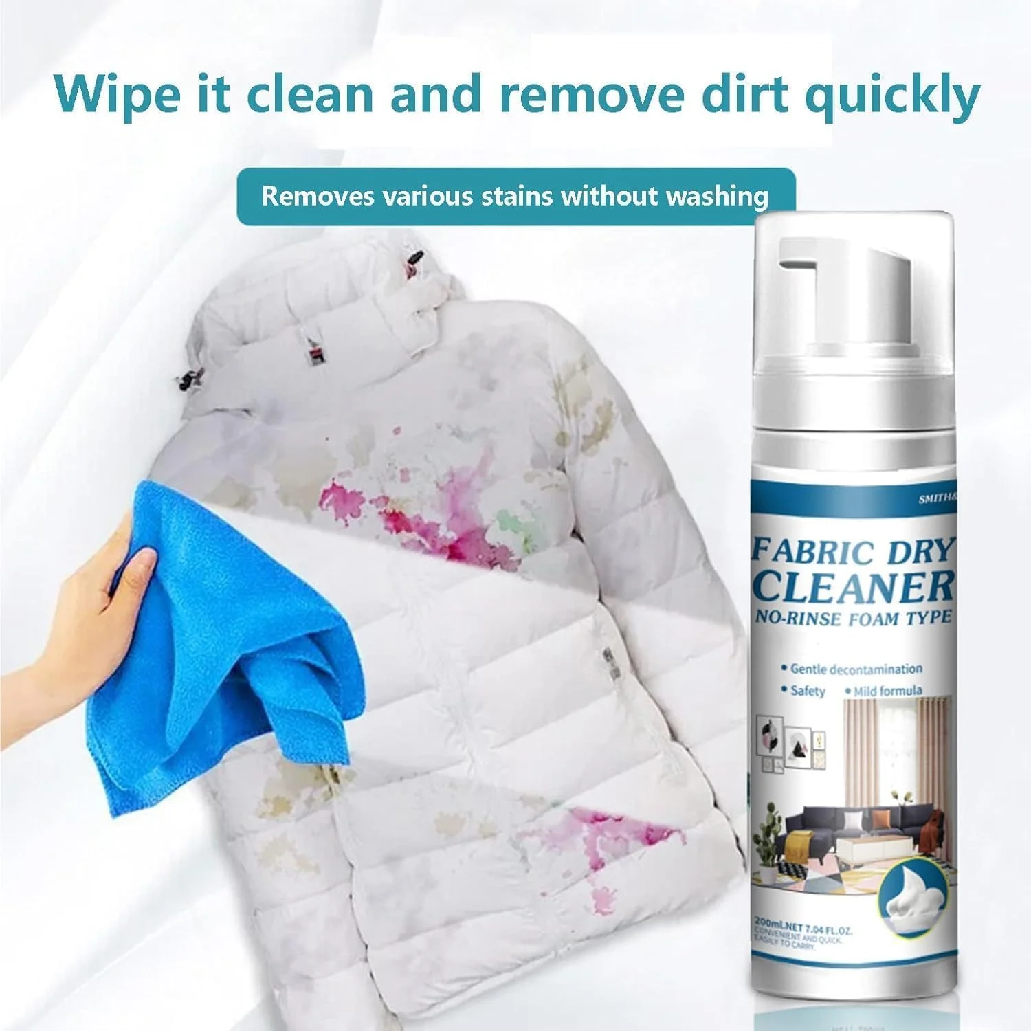 فوم پاک کننده مبل پارچه ای tewiaii: پاک کننده خشک لکه چند منظوره - اسپری چند سطحی برای مبل، تشک - تمیز کردن بدون شستشو، حذف فوری لکه، رایحه تازه - ایده آل برای مستاجران و خانه