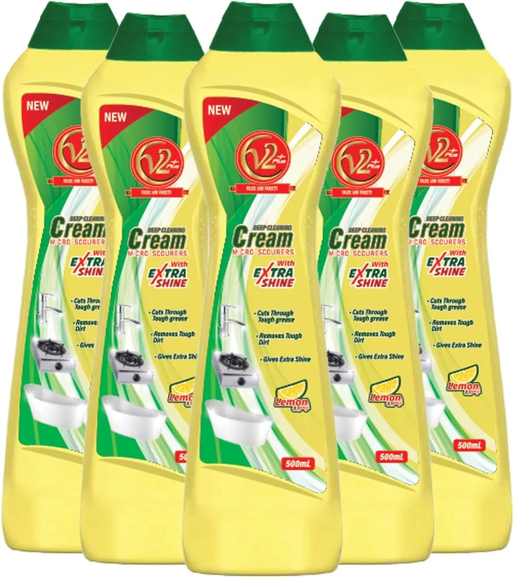 کرم تمیز کننده سطوح Swish Super V2 با رایحه لیمو، 5 عدد 500 میلی لیتری، با فناوری میکرو کریستال، از بین برنده چربی، مواد غذایی سوخته و لکه های آهک